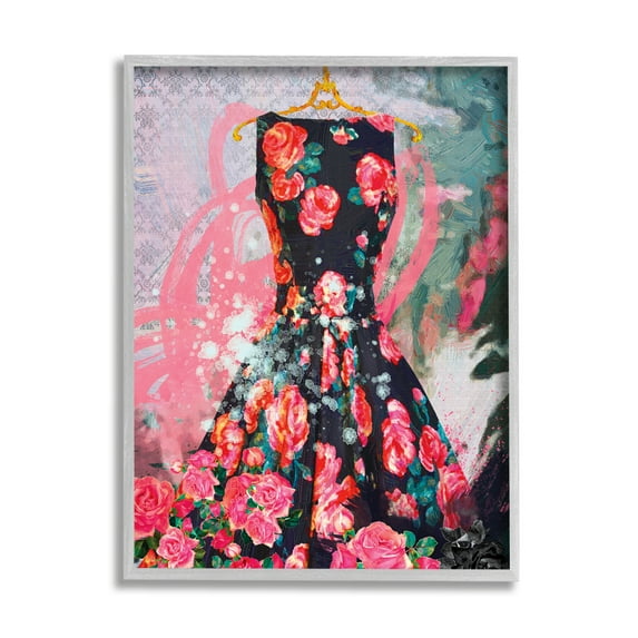 Stupell Industries Glam Rose Dress Fashion Bold Collaged Background, 11 x 14, Design by Porter Hastings