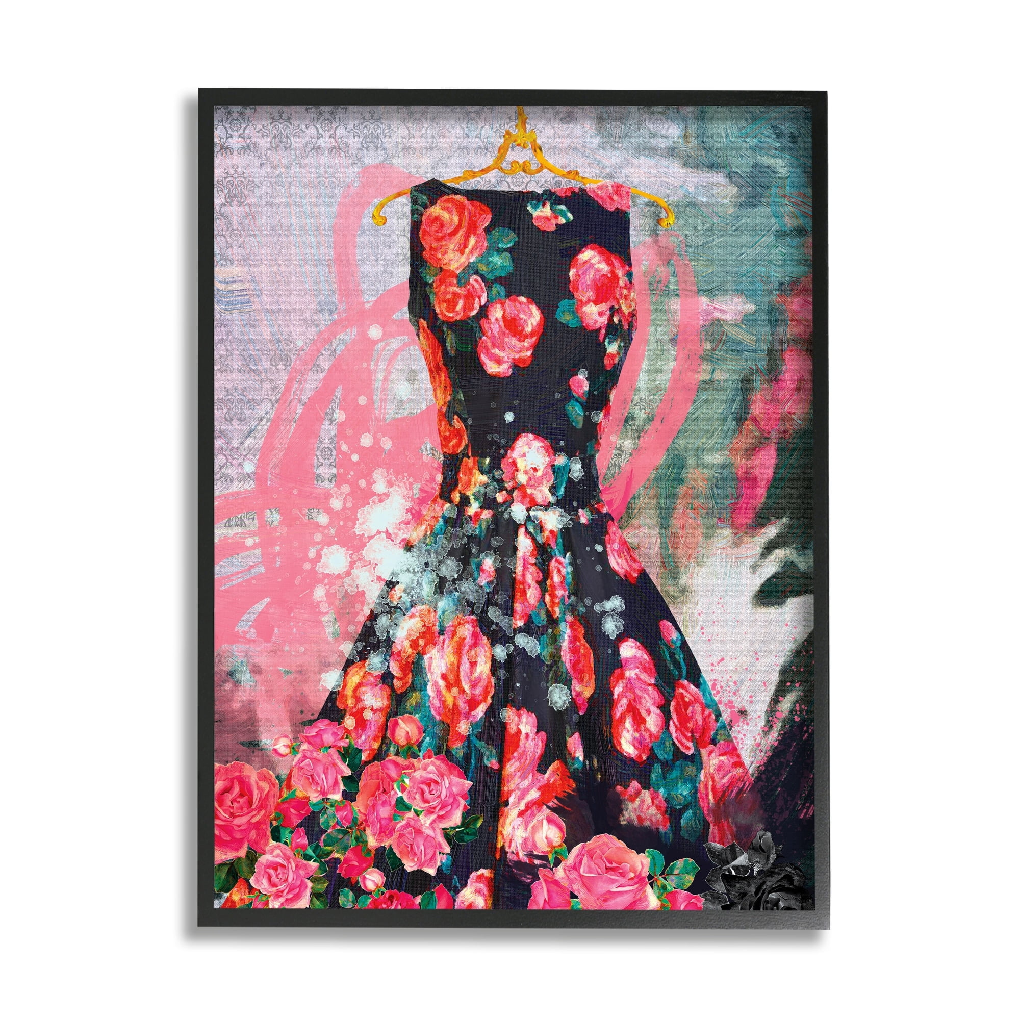 Stupell Industries Glam Rose Dress Fashion Bold Collaged Background, 16 x 20, Design by Porter Hastings