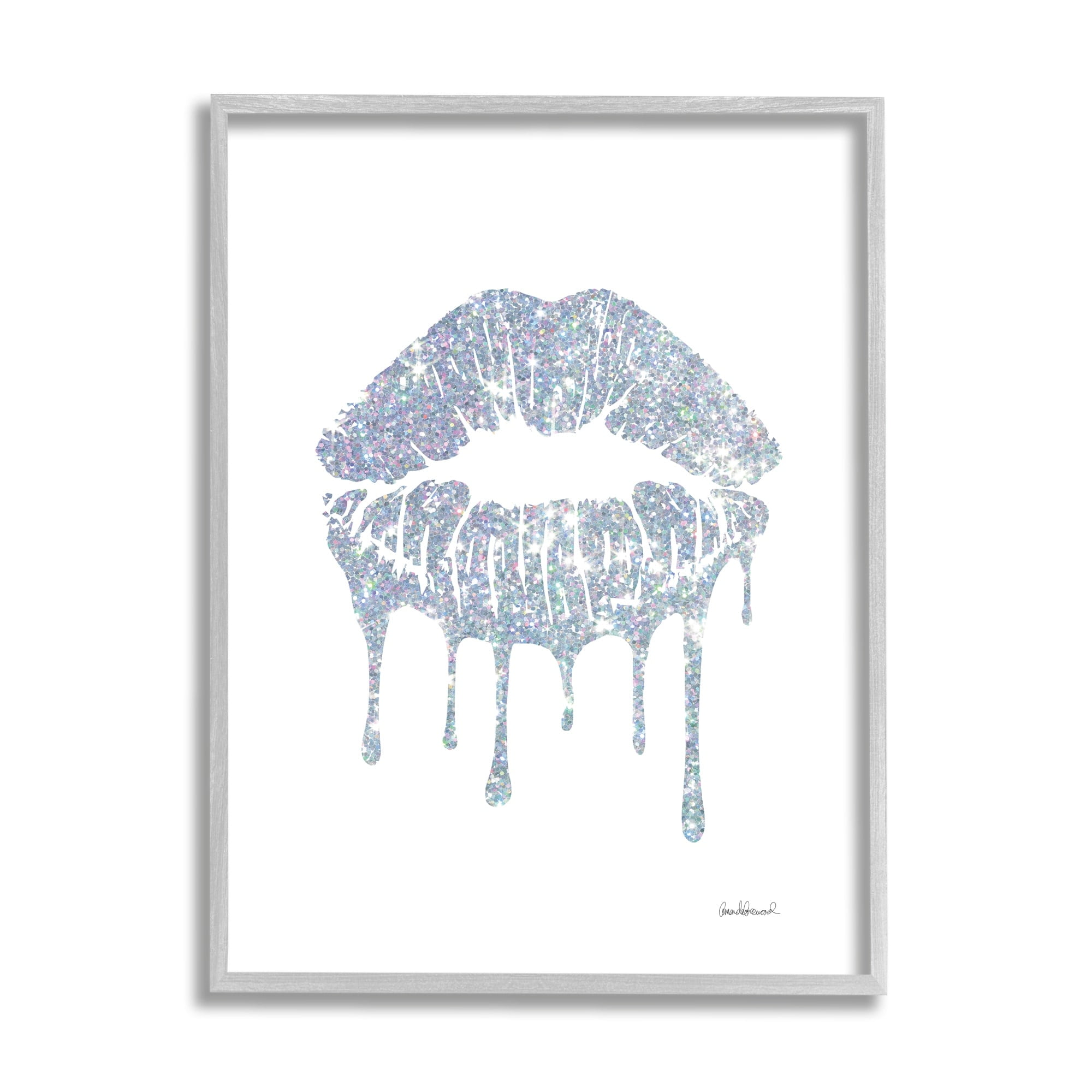 Stupell Industries Glam Shimmer Lip Pucker Kiss Minimal Cool Tones, 11 x 14, Design by Amanda Greenwood
