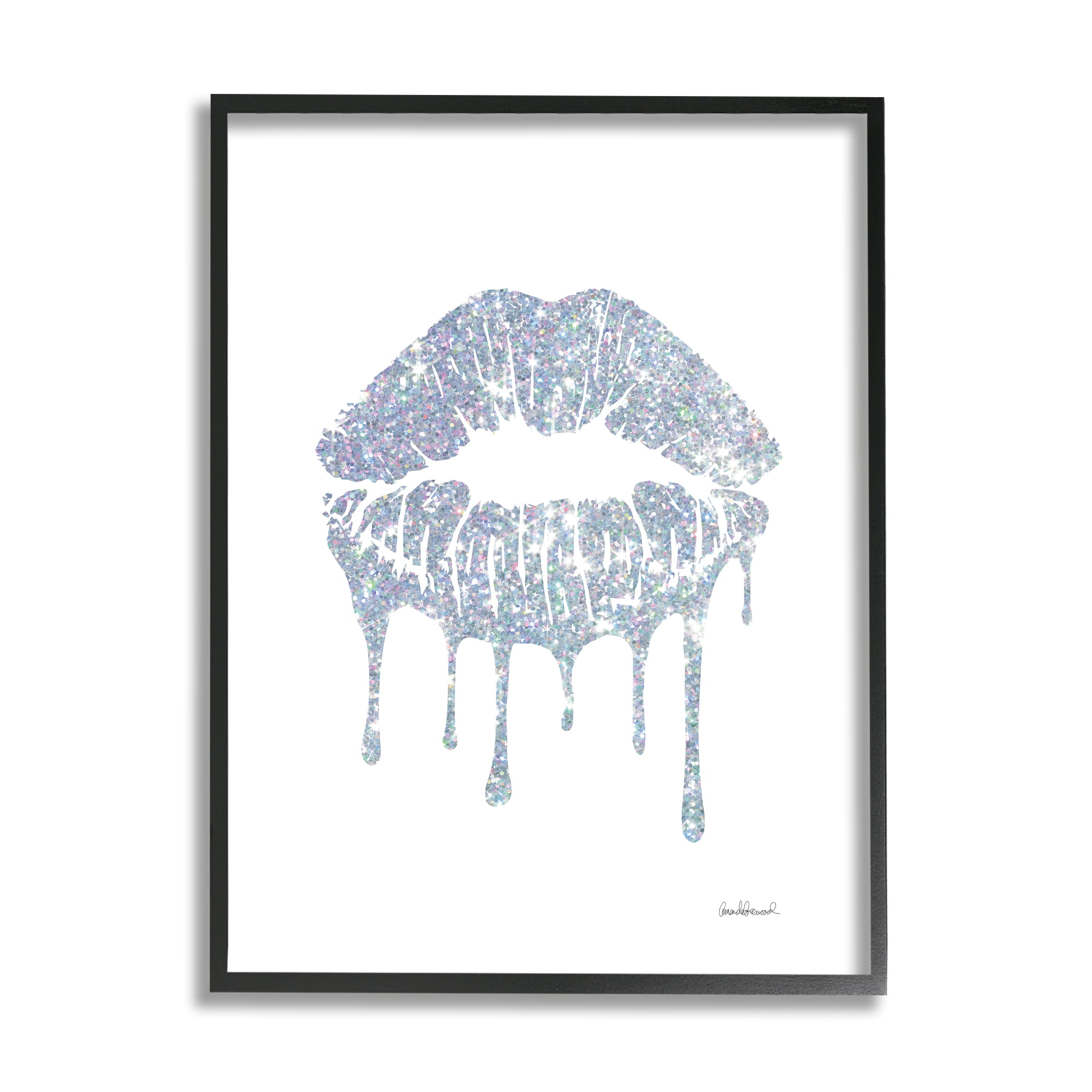 Stupell Industries Glam Shimmer Lip Pucker Kiss Minimal Cool Tones, 16 x 20, Design by Amanda Greenwood