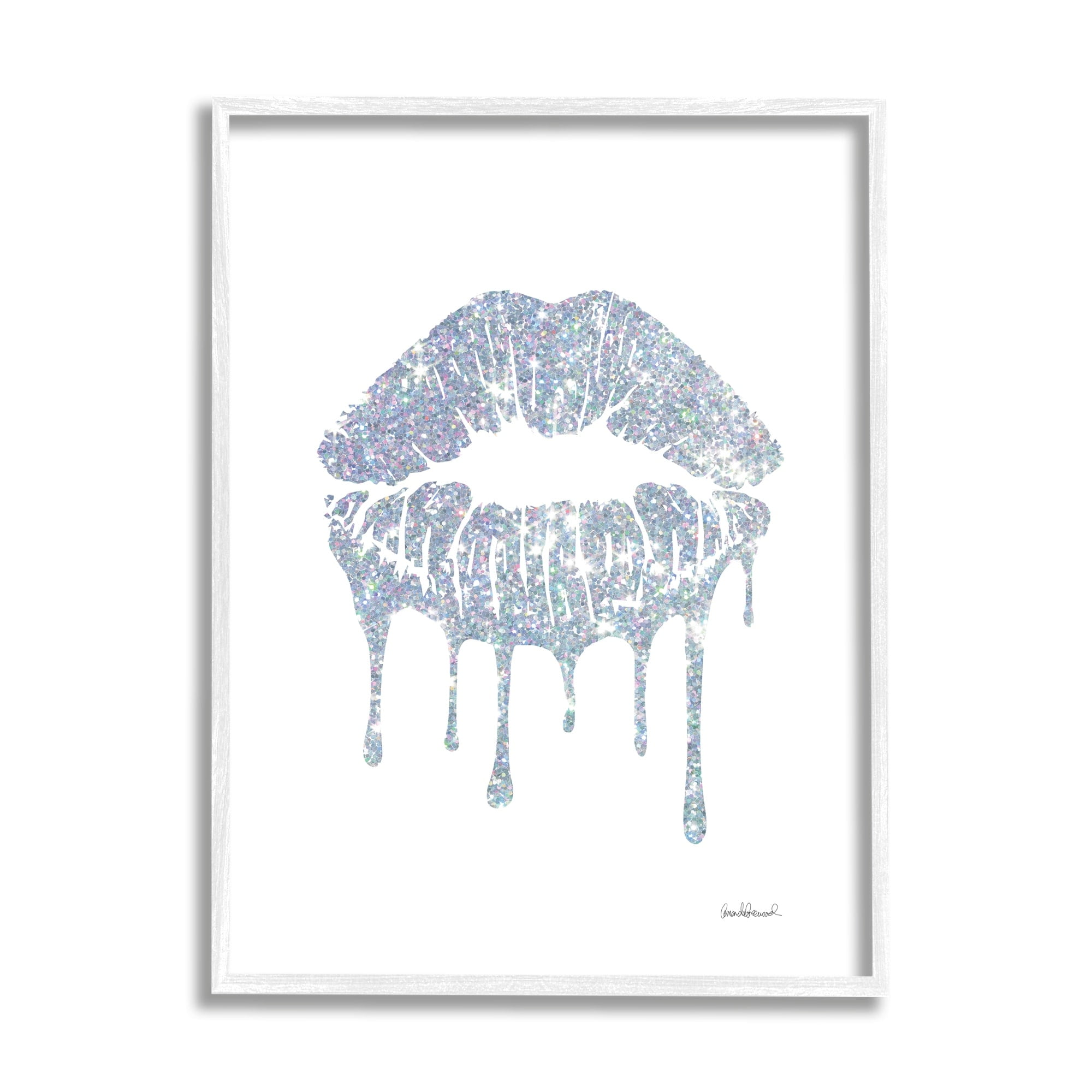 Stupell Industries Glam Shimmer Lip Pucker Kiss Minimal Cool Tones, 16 x 20, Design by Amanda Greenwood