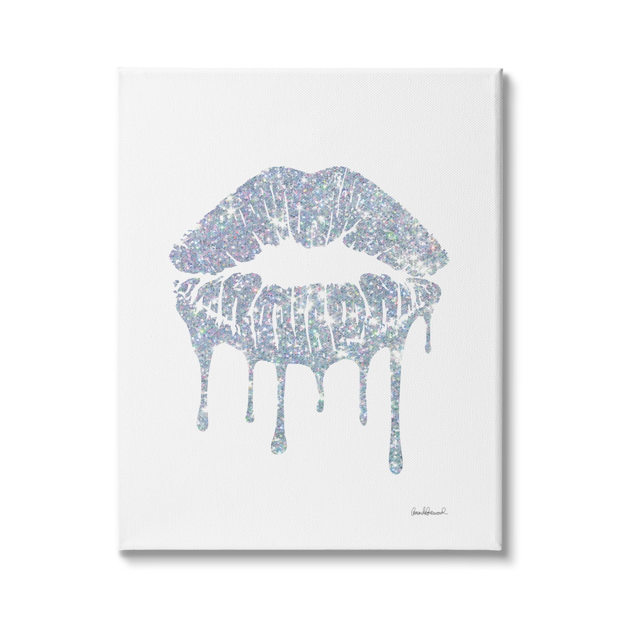 Stupell Industries Glam Shimmer Lip Pucker Kiss Minimal Cool Tones, 16 x 20, Design by Amanda Greenwood