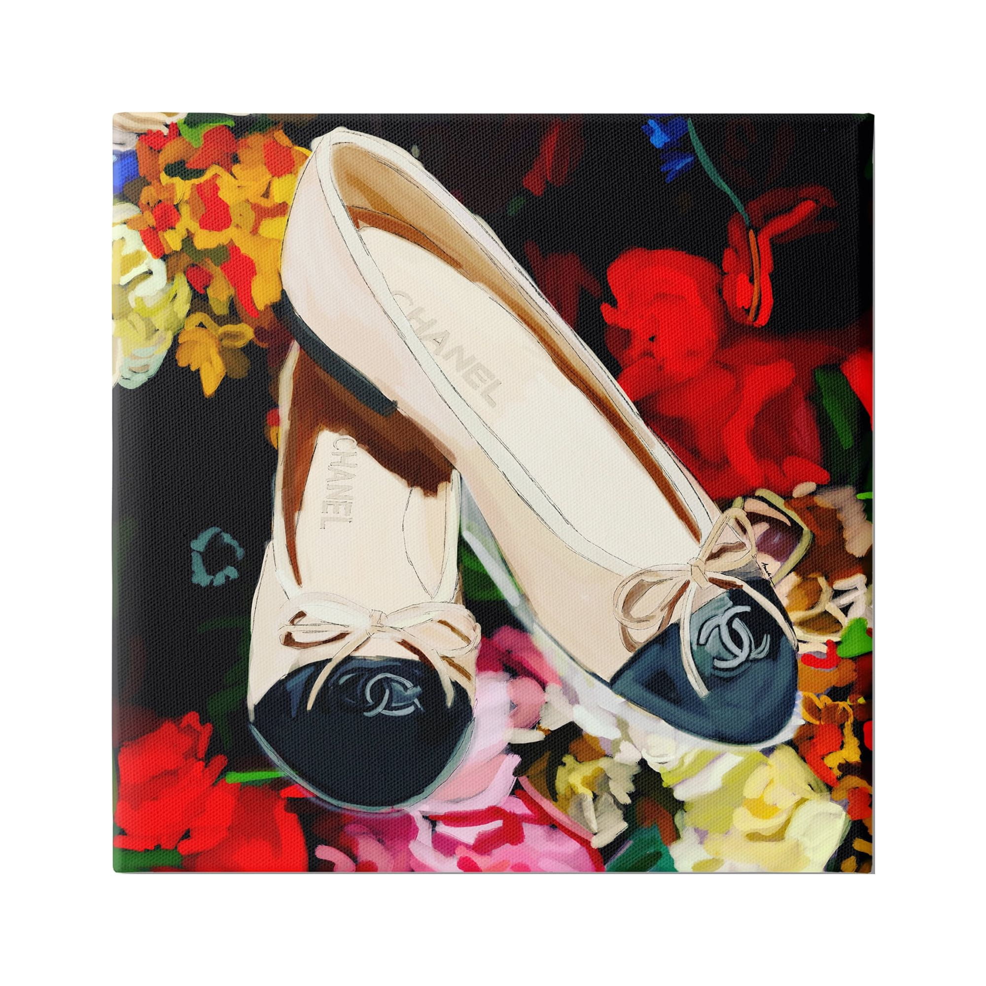 Stupell Industries Glam Shoes Floral Fashion Botanical & Floral Painting Gallery Wrapped Canvas Print Wall Art, 24 x 24