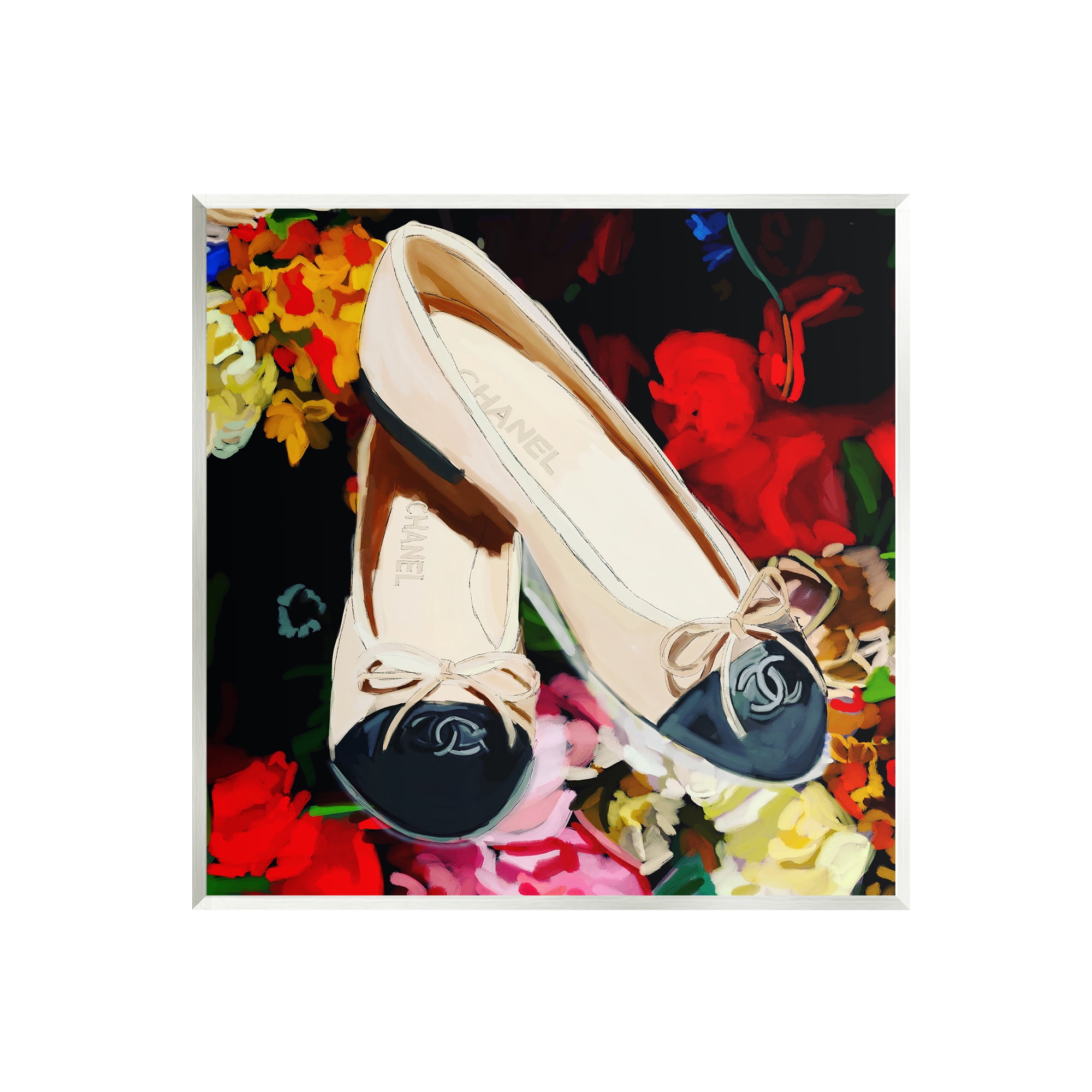 Stupell Industries Glam Shoes Floral Fashion Botanical & Floral Painting Unframed Art Print Wall Art, 12 x 12
