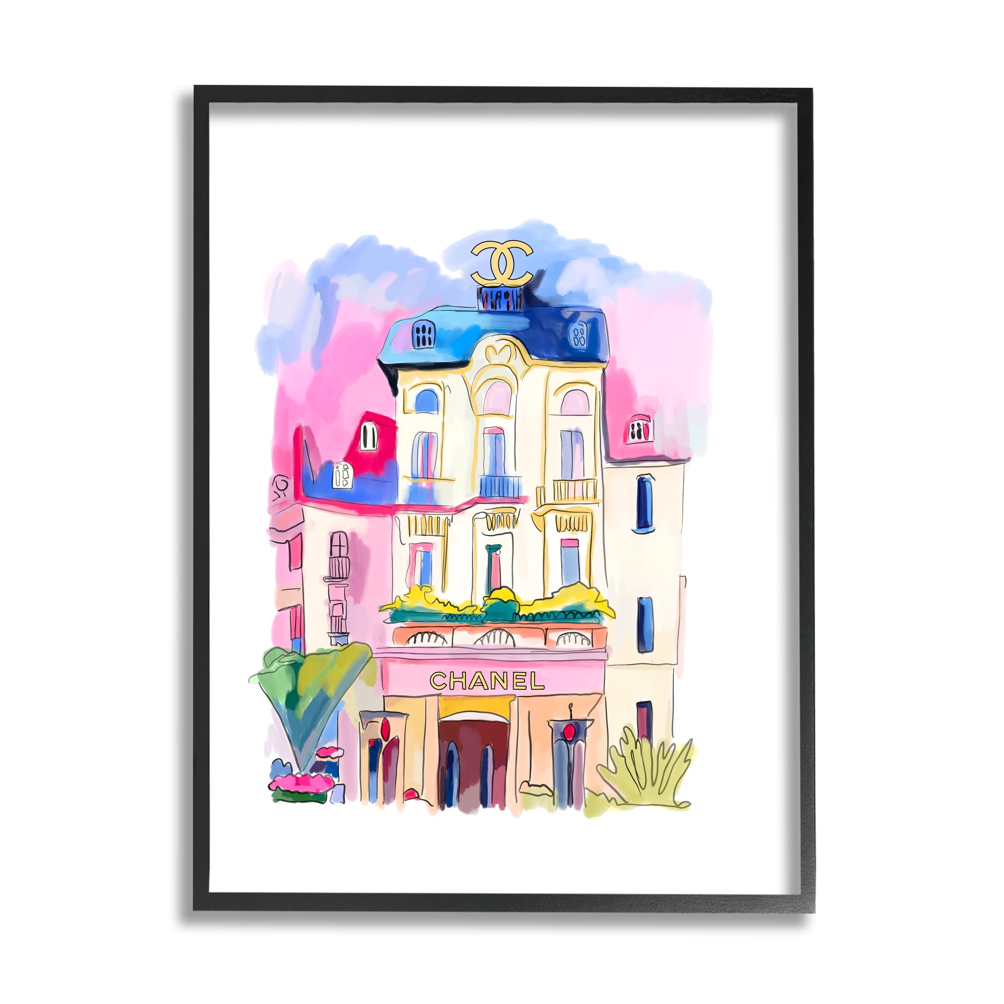 Stupell Industries Glam Shop Building Travel & Places Painting Black Framed Art Print Wall Art, 24 x 30