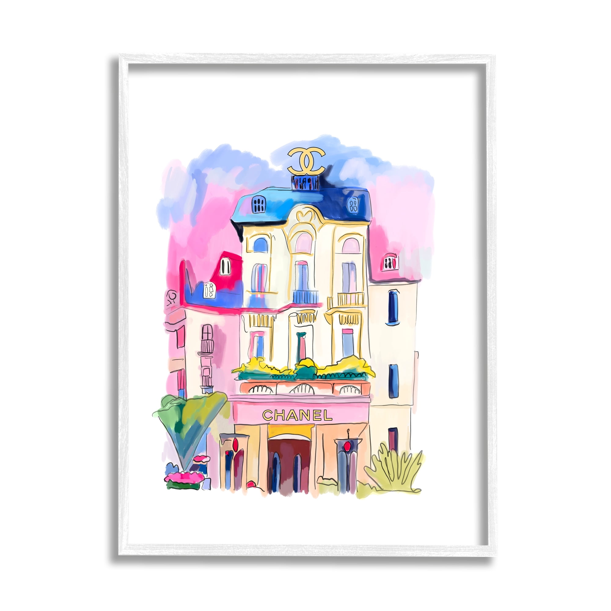 Stupell Industries Glam Shop Building Travel & Places Painting White Framed Art Print Wall Art, 11 x 14