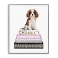 thumbnail image 1 of Stupell Industries Glam Spaniel Puppy Pink Fashion Bookstack Gray Framed Giclee Art, 11 x 14, by Amanda Greenwood, 1 of 7