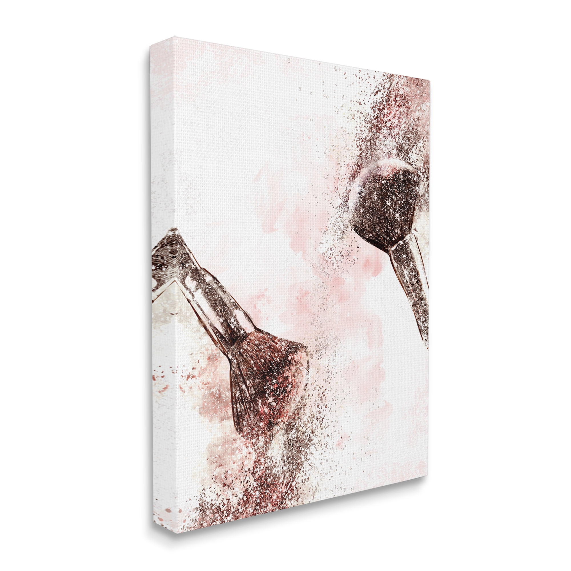 Glam Pink and Red Cosmetic Brushes Canvas Wall Art, 16 x 20