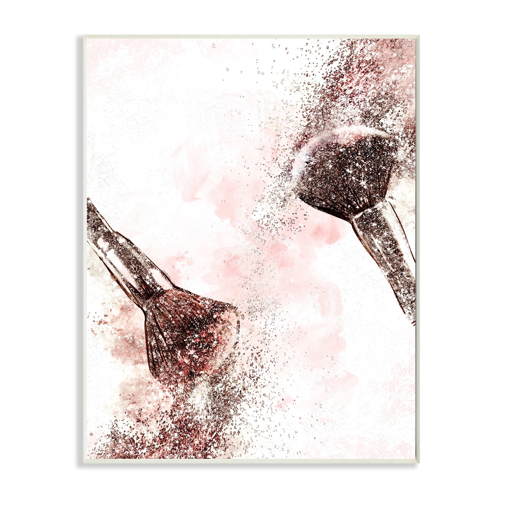 Stupell Industries Glam Sparkle Cosmetic Brushes Pink Red Fashion Beauty & Fashion Painting Unframed Art Print Wall Art, 13 x 19