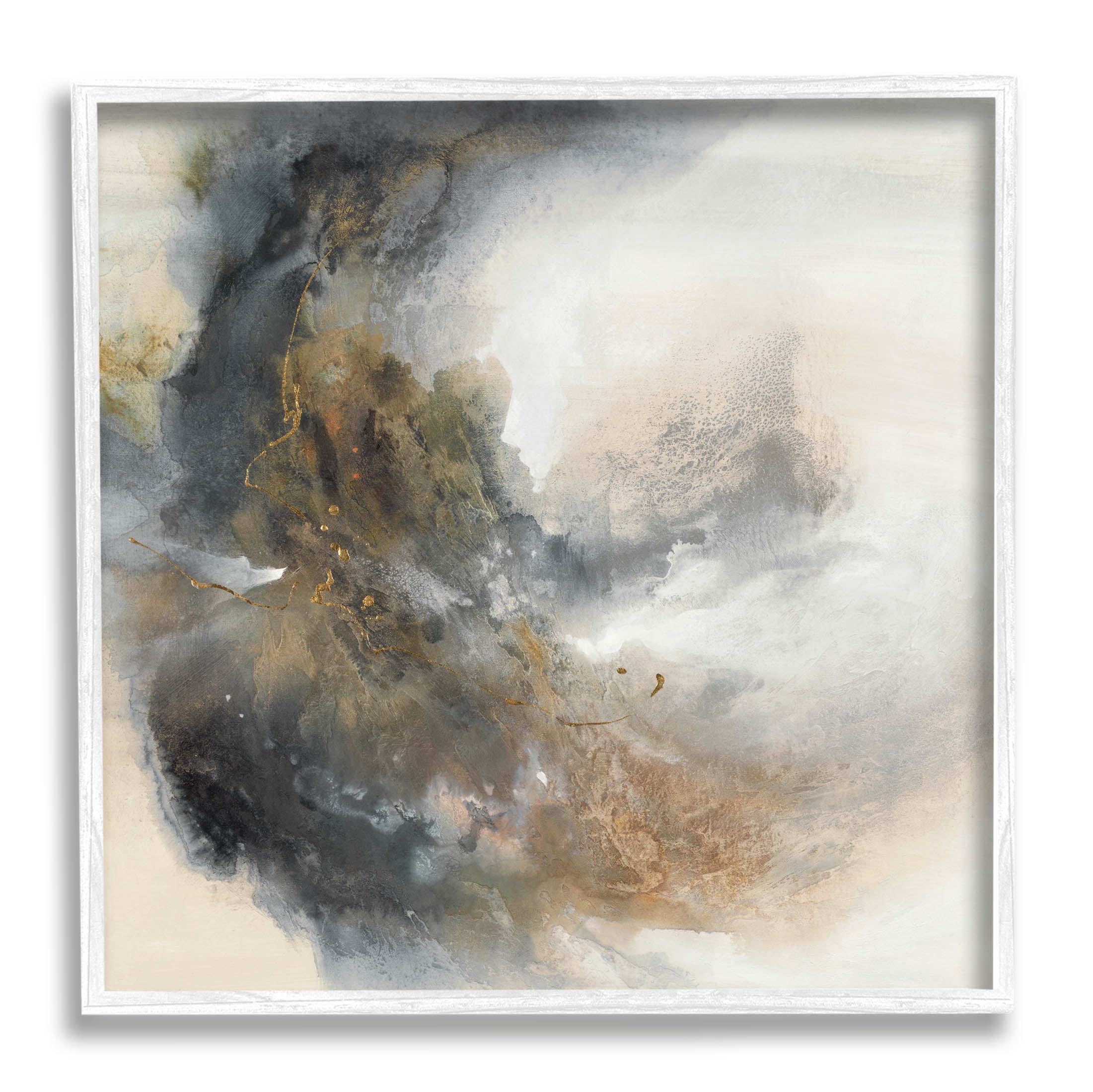 Stupell Industries Glam Splatter Abstract Form Painting White Framed Art Print Wall Art, Design by K. Nari