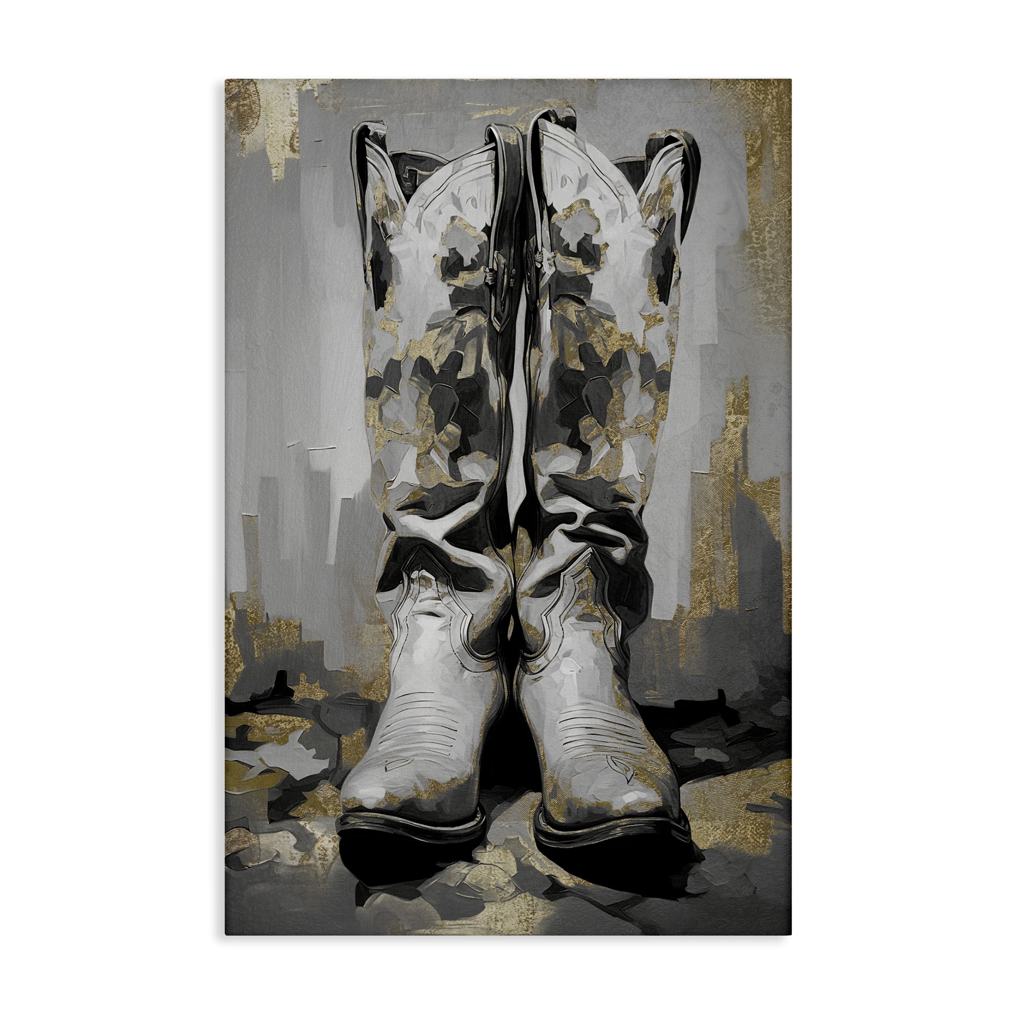 Stupell Industries Glam Streaked Boots Beauty & Fashion Painting Gallery Wrapped Canvas Art Print Wall Art, 24 x 36