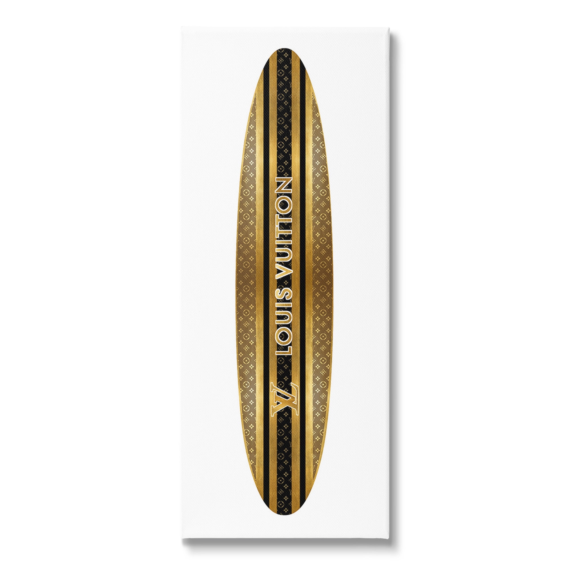 Stupell Industries Glam Striped Surfboard Nature Painting Gallery Wrapped Canvas Art Print Wall Art, 10 x 24