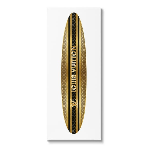 Stupell Industries Glam Striped Surfboard Nature Painting Gallery Wrapped Canvas Art Print Wall Art, 10 x 24