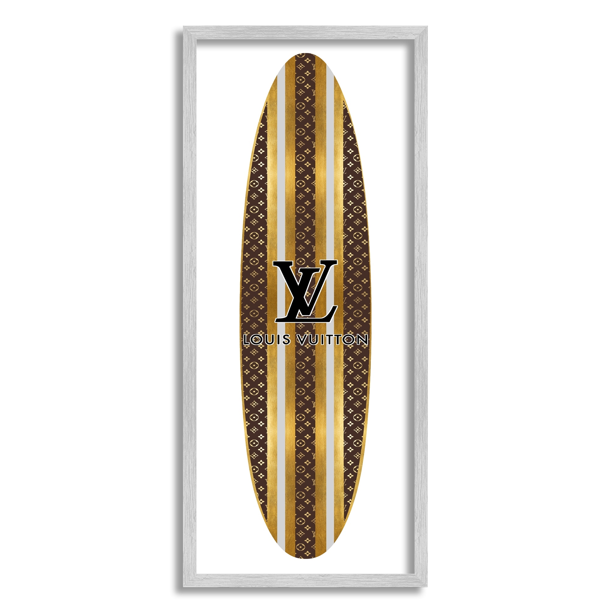 Glam Stripes Pattern Designer Fashion Emblem Surfboard Beauty & Fashion Graphic Art Framed Art Print Wall Art