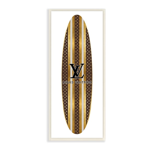 Stupell Industries Glam Stripes Pattern Designer Fashion Emblem Surfboard Wood Wall Art, 7 x 17, Design by Madeline Blake