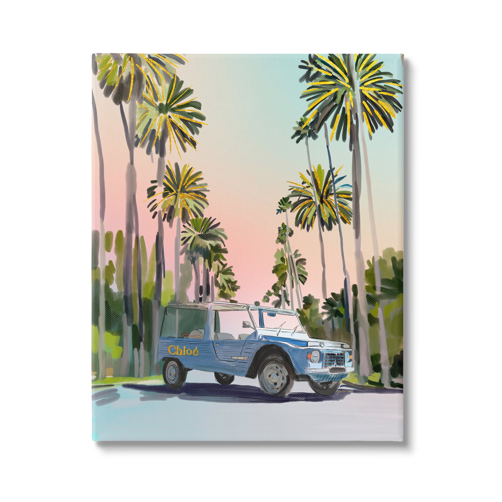 Stupell Industries Glam Summer Tropical Car Transportation Painting Gallery Wrapped Canvas Art Print Wall Art, 30 x 40