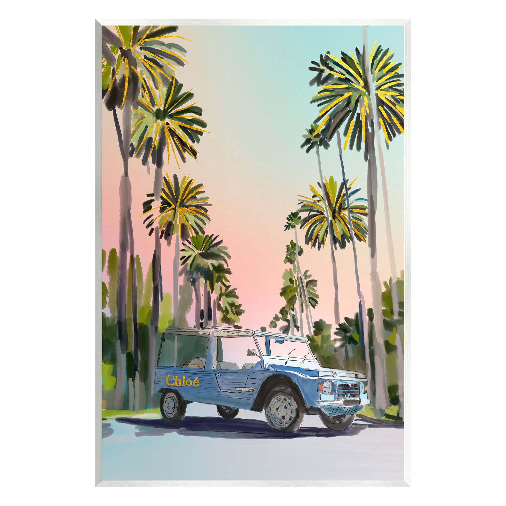 Stupell Industries Glam Summer Tropical Car Transportation Painting Unframed Art Print Wall Art, 13 x 19