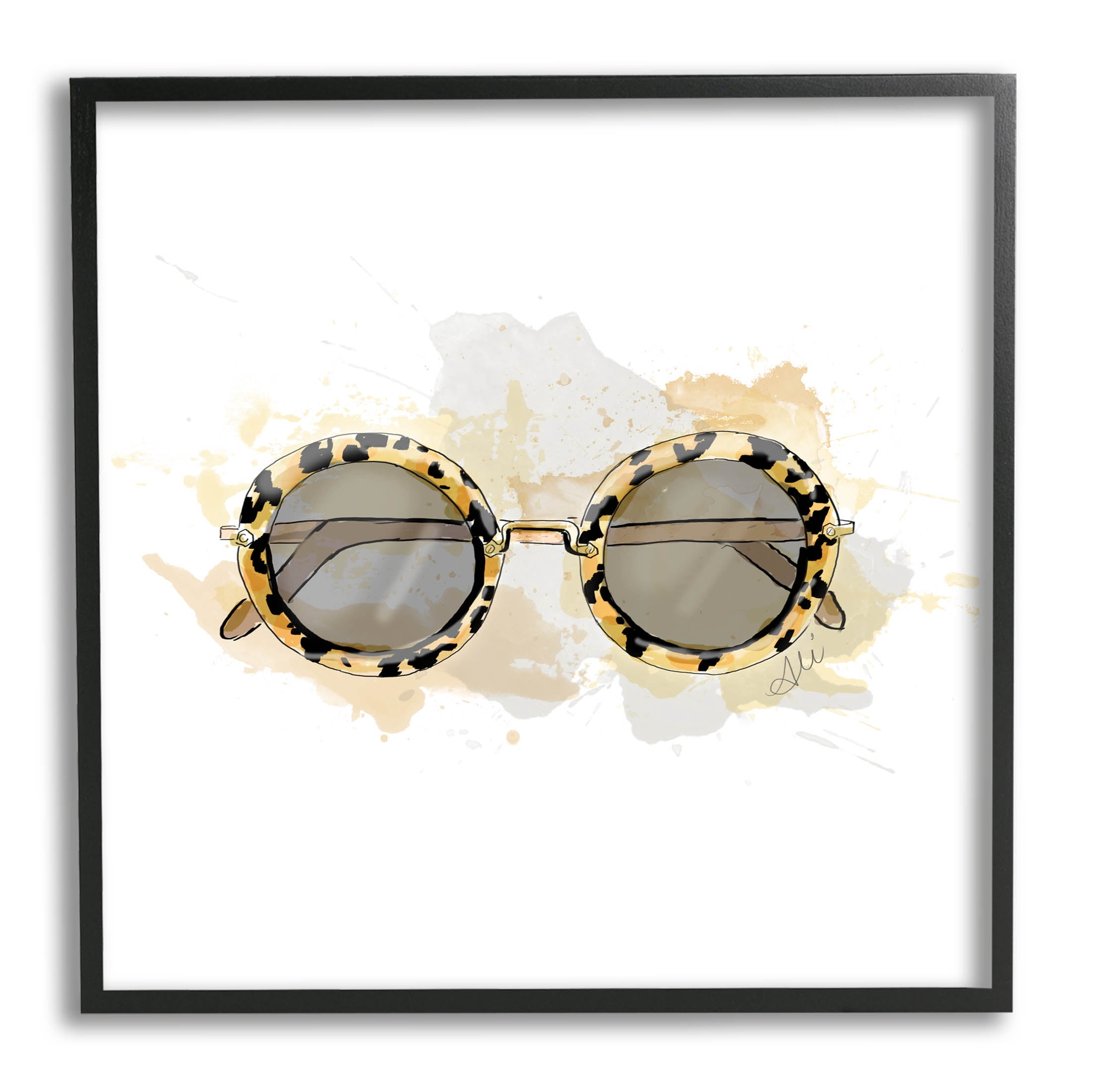 Stupell Industries Glam Sunglasses Summer Fashion Graphic Art Black Framed Art Print Wall Art, Design by Alison Petrie