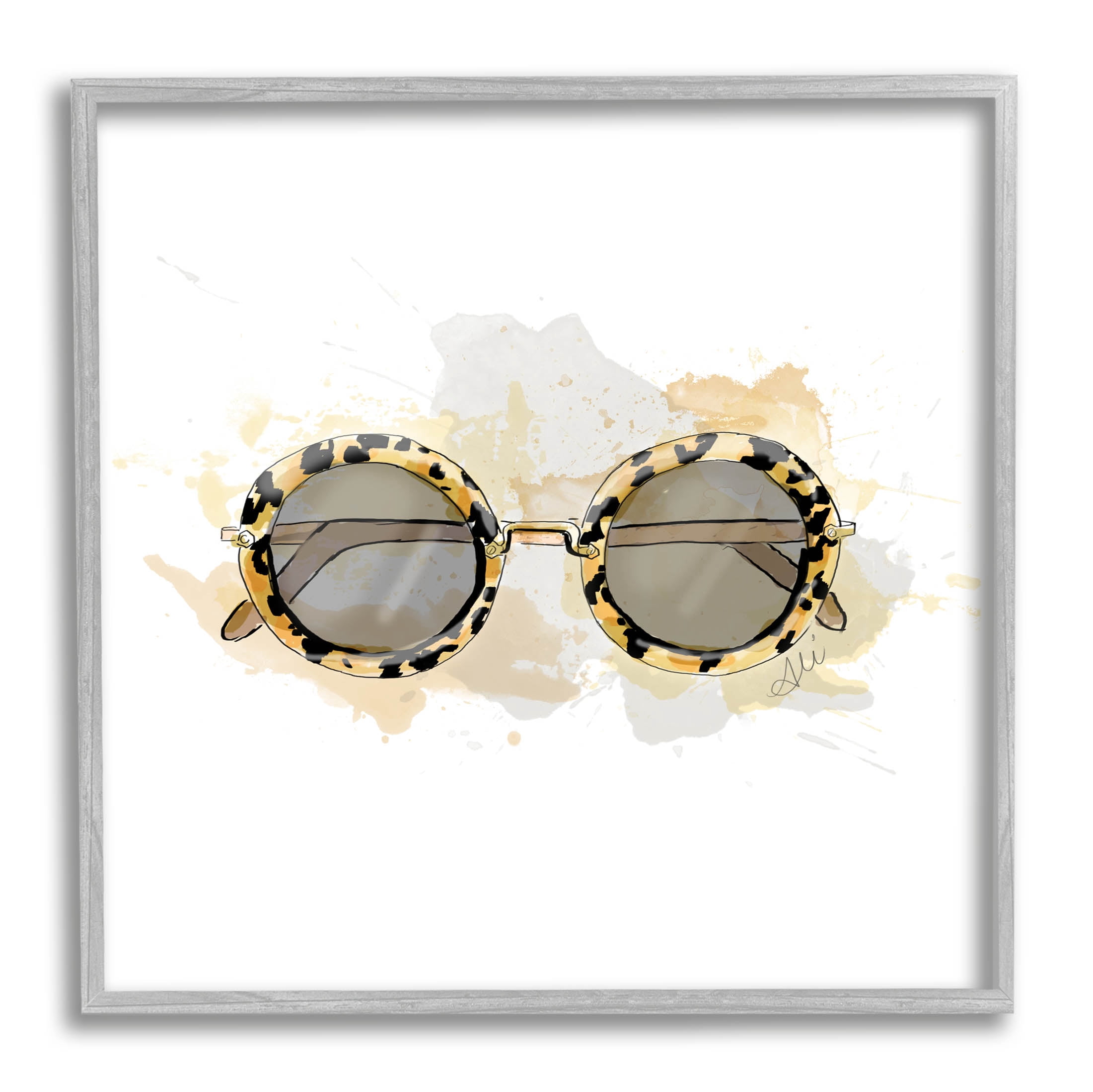 Stupell Industries Glam Sunglasses Summer Fashion Graphic Art Gray Framed Art Print Wall Art, Design by Alison Petrie