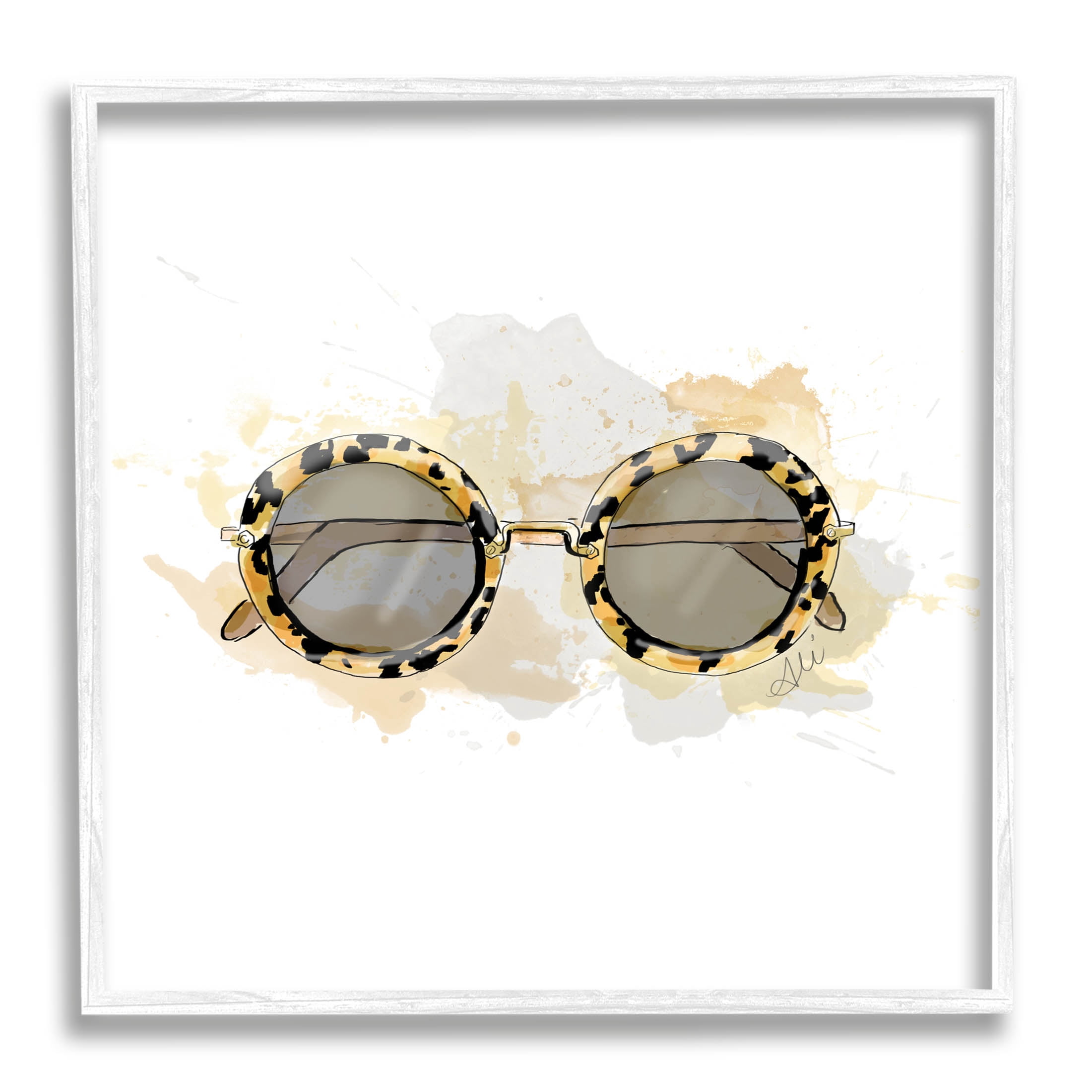 Stupell Industries Glam Sunglasses Summer Fashion Graphic Art White Framed Art Print Wall Art, Design by Alison Petrie