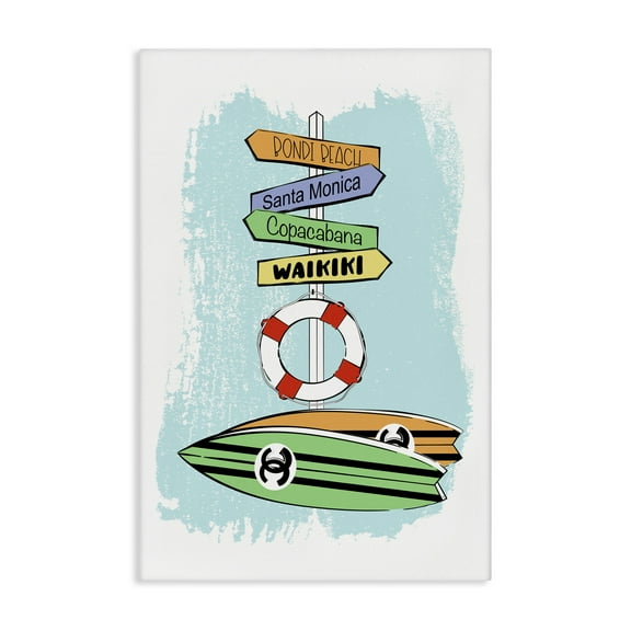 Stupell Industries Glam Surfboards & Sign Coastal Painting Gallery Wrapped Canvas Art Print Wall Art, 16 x 24