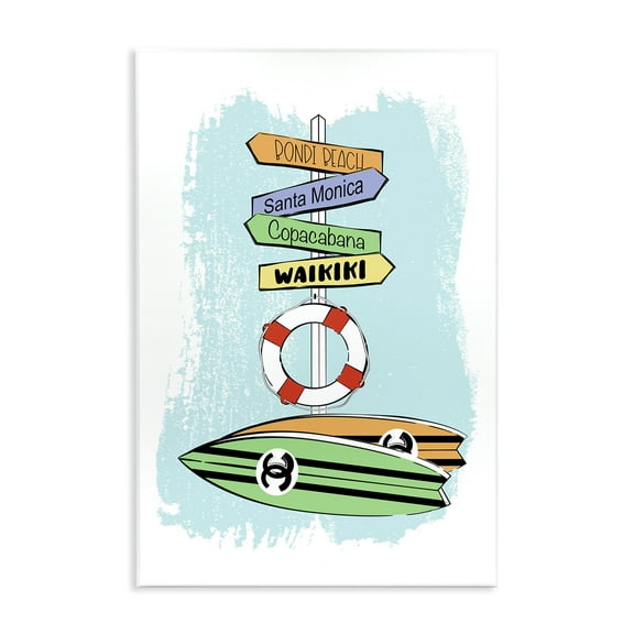 Stupell Industries Glam Surfboards & Sign Coastal Painting Unframed Art Print Wall Art, 10 x 15