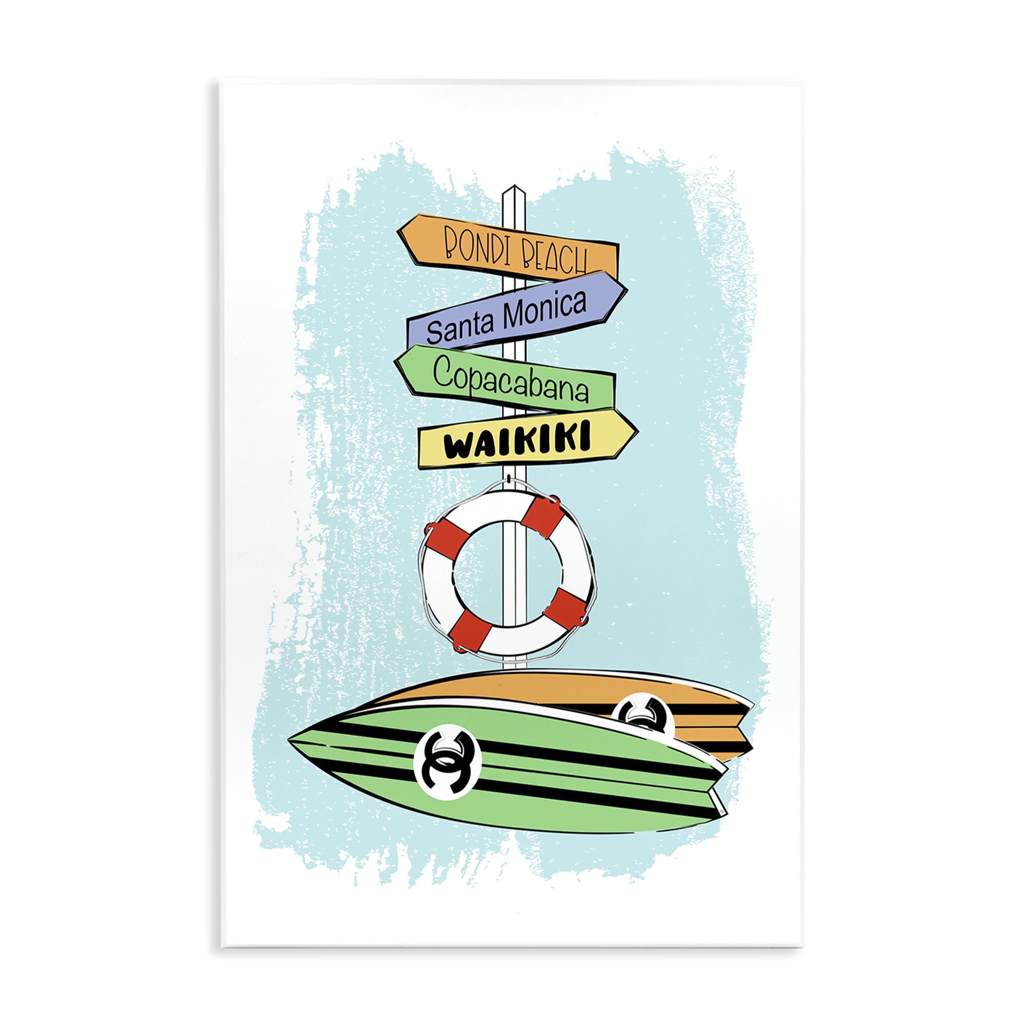 Stupell Industries Glam Surfboards & Sign Coastal Painting Unframed Art Print Wall Art, 13 x 19