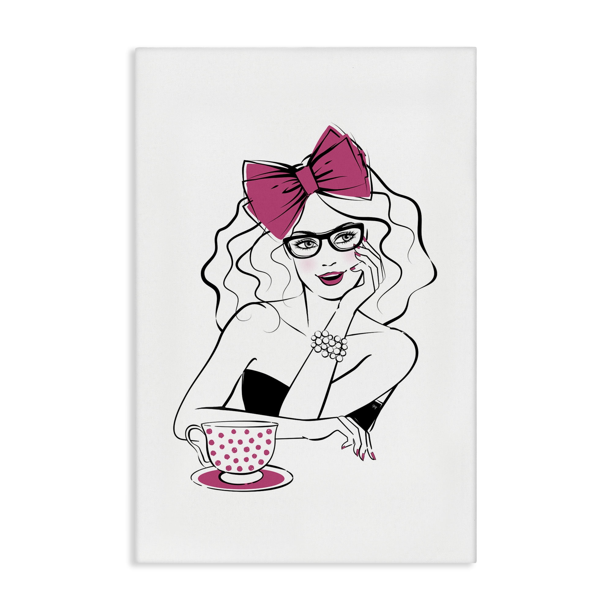 Stupell Industries Glam Tea Party Novelty Painting Gallery Wrapped Canvas Art Print Wall Art, 20 x 30