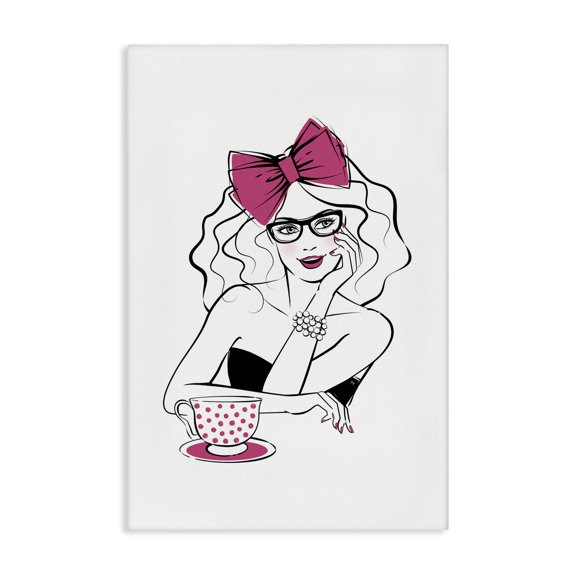 Stupell Industries Glam Tea Party Novelty Painting Gallery Wrapped Canvas Art Print Wall Art, 20 x 30