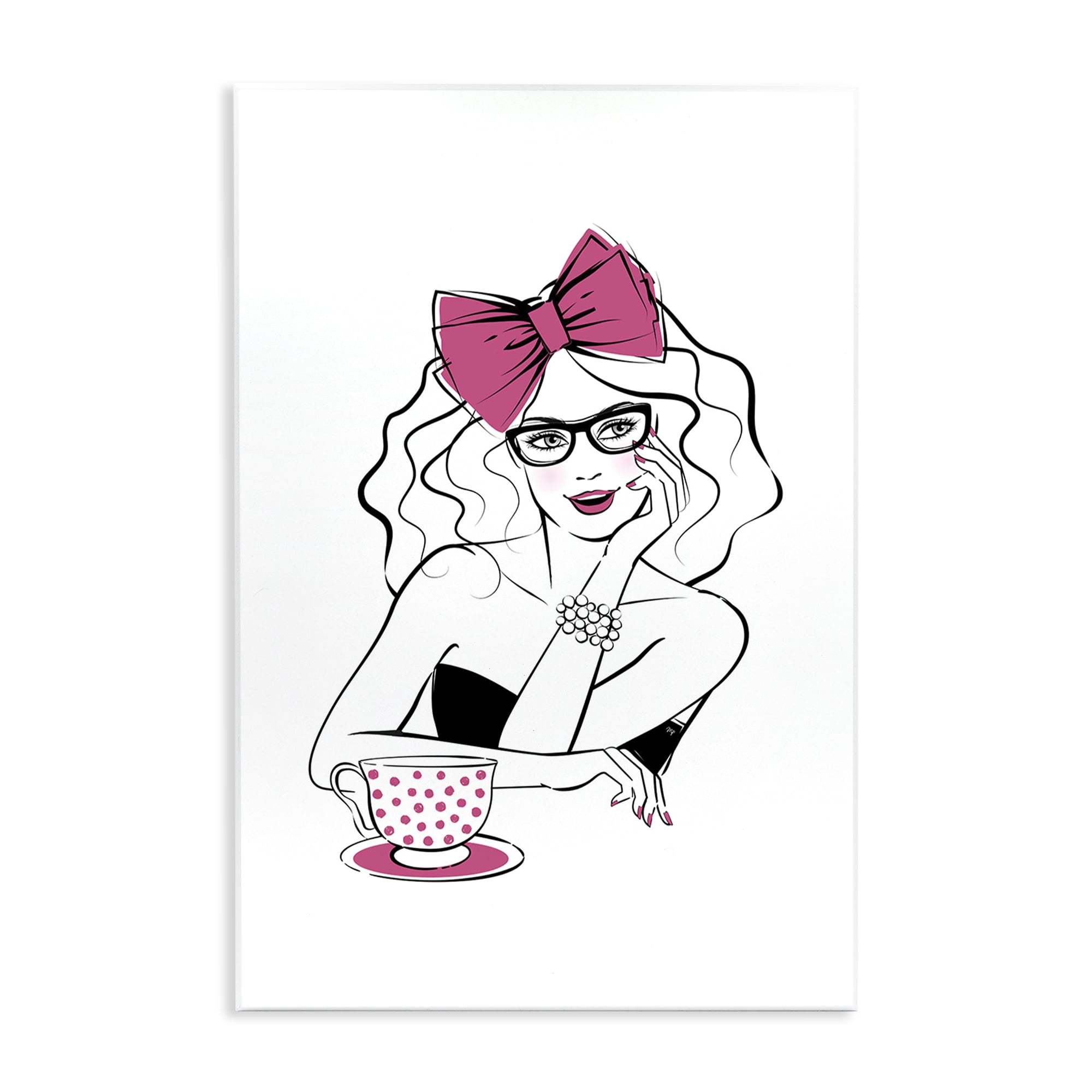 Stupell Industries Glam Tea Party Novelty Painting Unframed Art Print Wall Art, 13 x 19