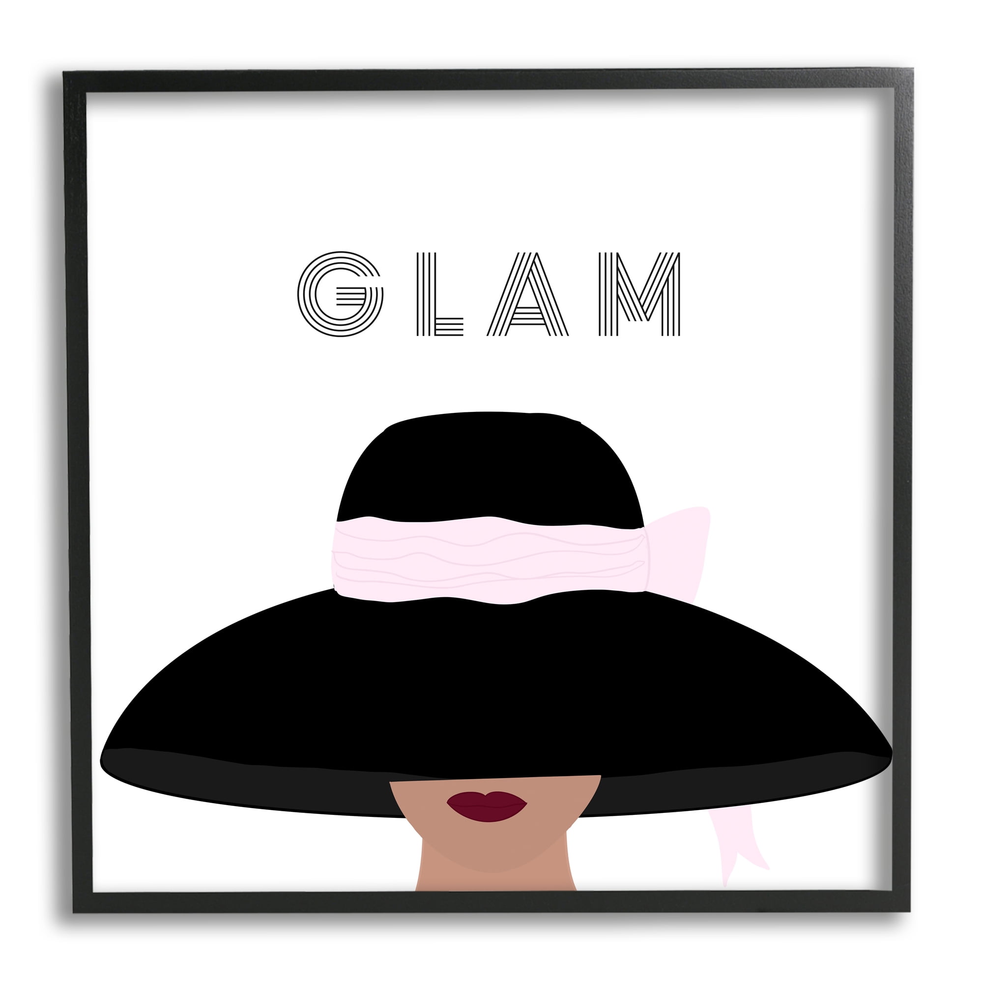 Stupell Industries Glam Text Fashionista Female Black Pink Hat , 12 x 12, Design by Ashley Singleton