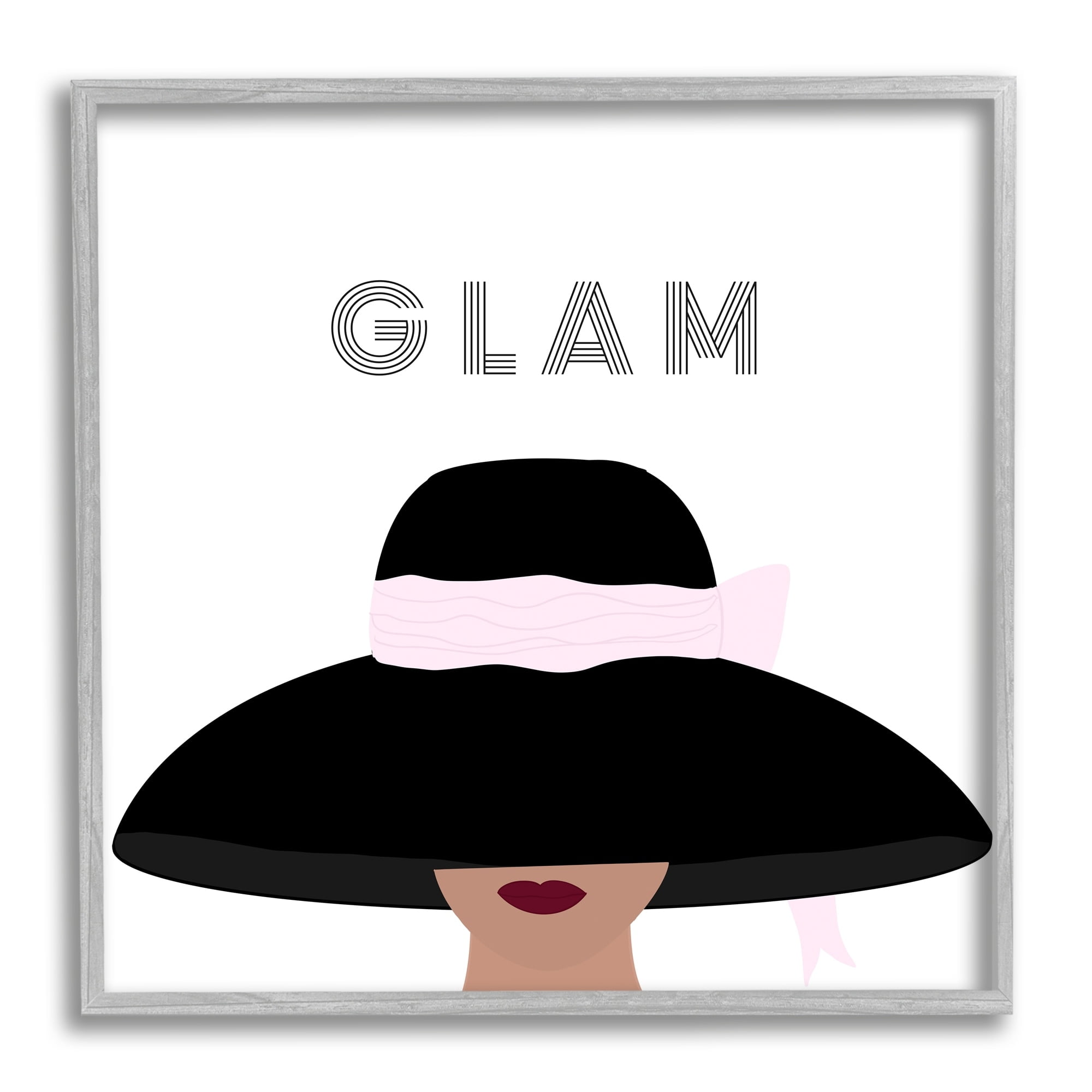 Stupell Industries Glam Text Fashionista Female Black Pink Hat , 17 x 17, Design by Ashley Singleton