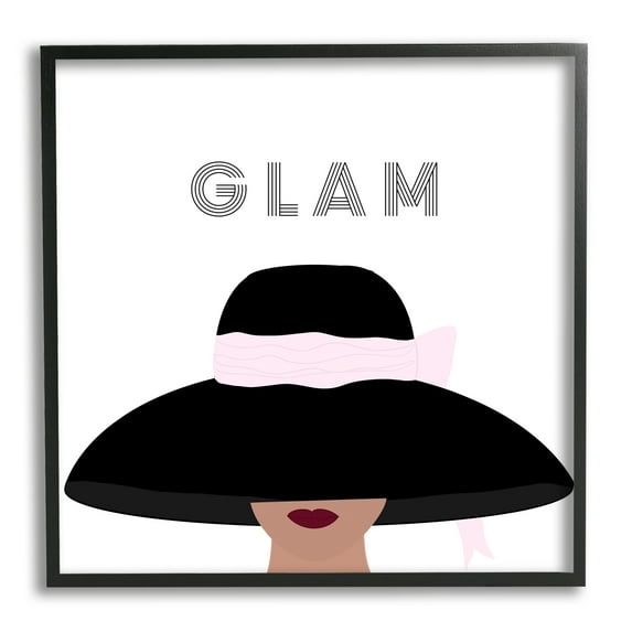 Stupell Industries Glam Text Fashionista Female Black Pink Hat , 17 x 30, Design by Ashley Singleton