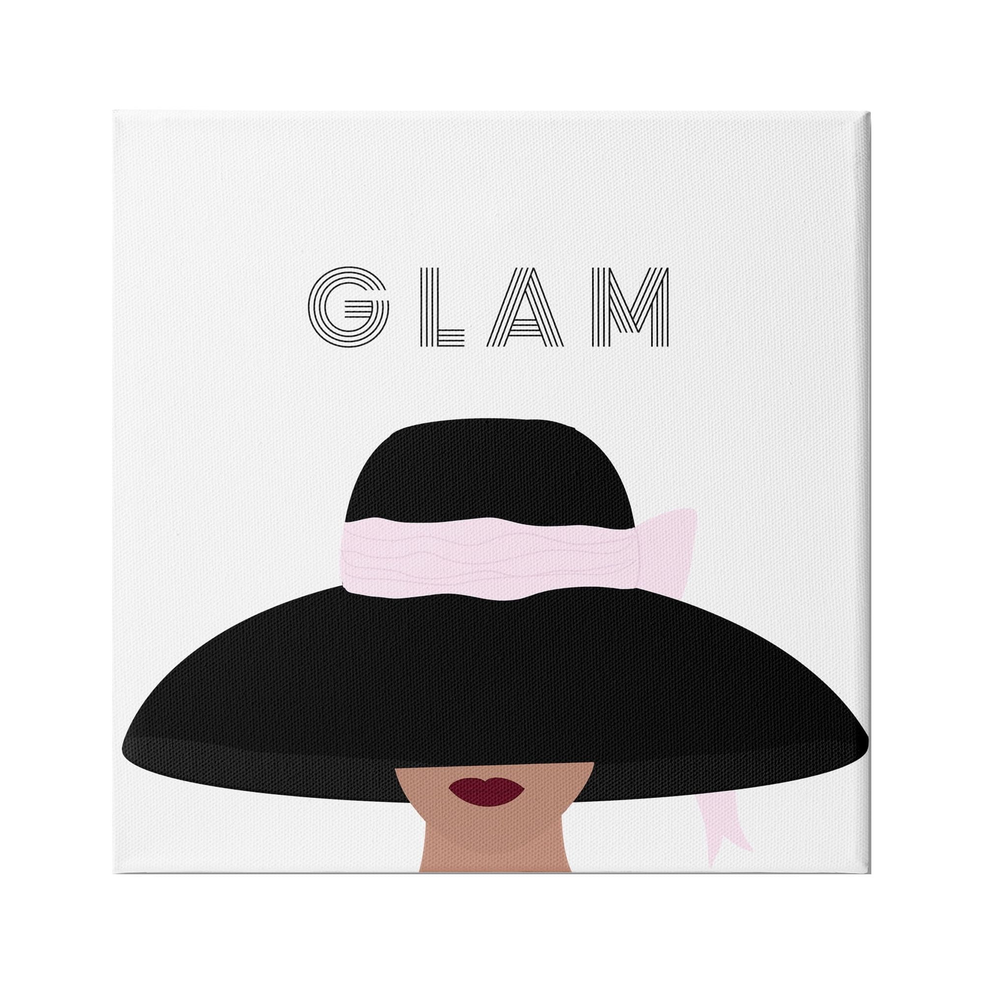 Stupell Industries Glam Text Fashionista Female Black Pink Hat , 24 x 24, Design by Ashley Singleton