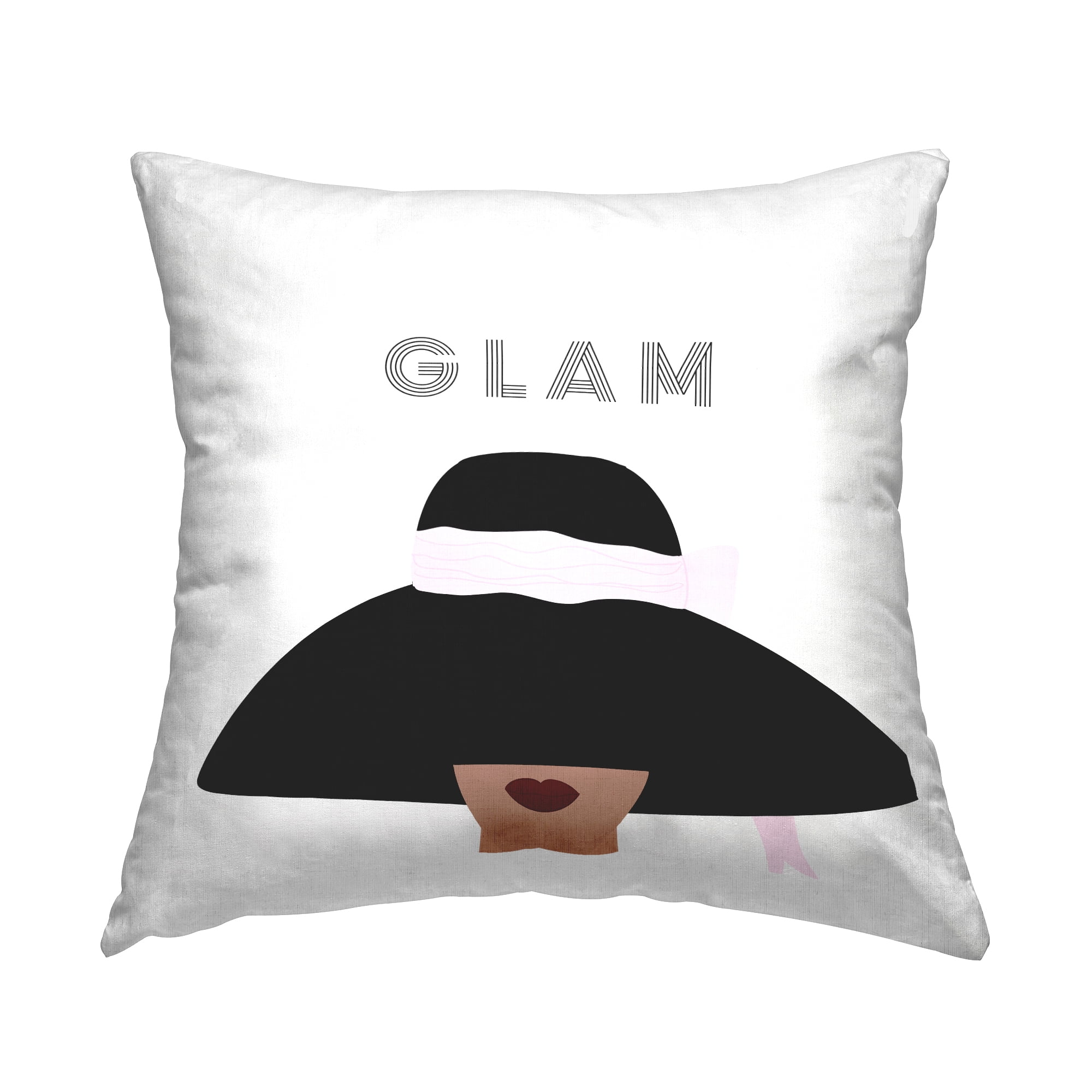 Stupell Industries Glam Text Fashionista Female Bold Sun Hat White,18 x 7 x 18 Decorative Pillows