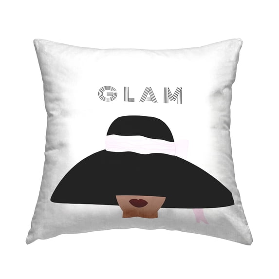 Stupell Industries Glam Text Fashionista Female Bold Sun Hat White,18 x 7 x 18 Decorative Pillows