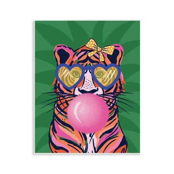 Stupell Industries Glam Tiger Bubble Gum Animals Painting Unframed Art Print Wall Art, 11 x 14