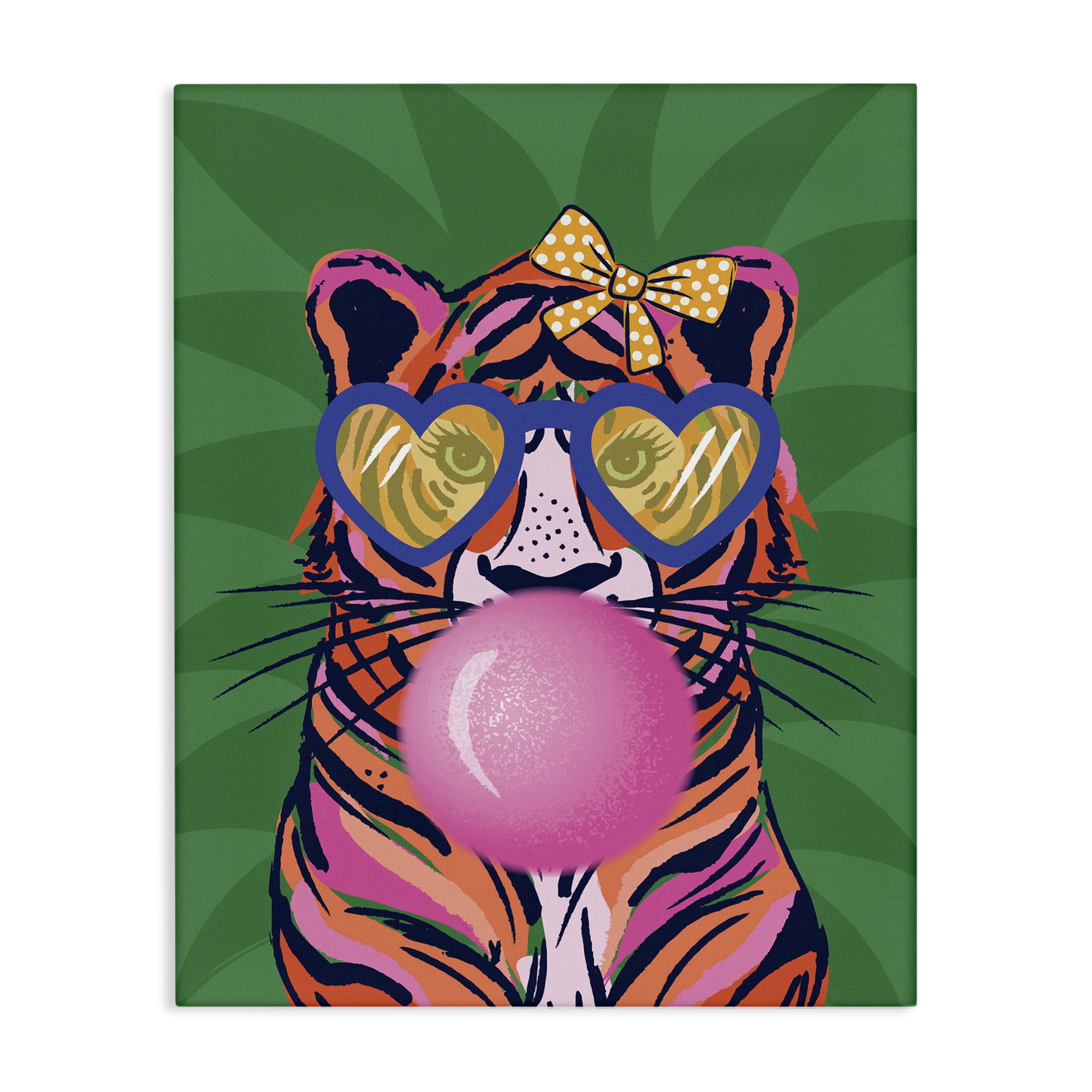 Stupell Industries Glam Tiger Bubble Gum Animals Painting Wrapped Canvas Art Print Wall Art, 30 x 40