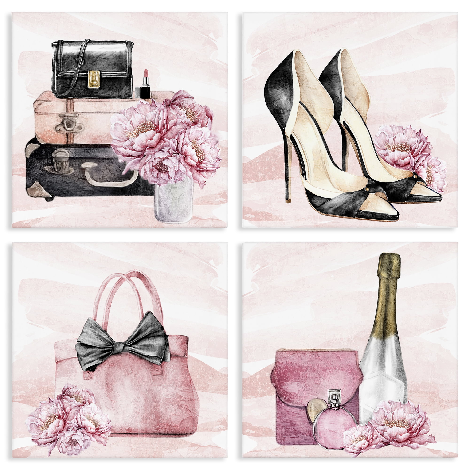 Stupell Industries Glam Time Accessories 4 Piece Canvas Wall Art Set, design by Kim Allen