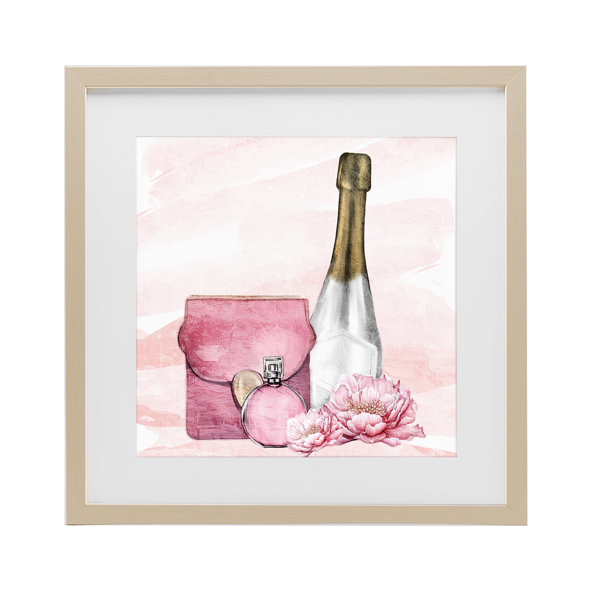 Stupell Industries Glam Time Champagne Birch Framed Print Under Glass, design by Kim Allen