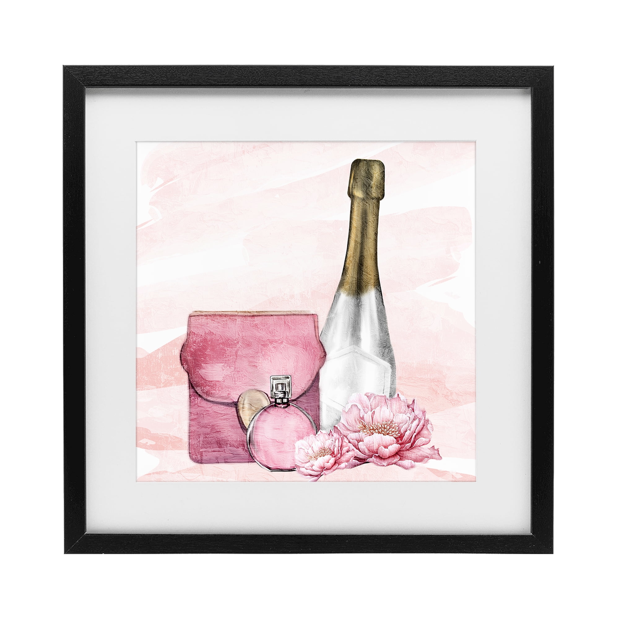 Stupell Industries Glam Time Champagne Black Framed Print Under Glass, design by Kim Allen