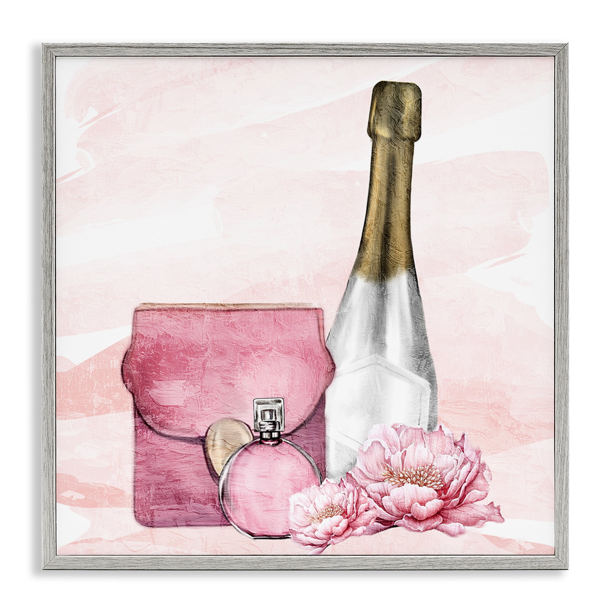 Stupell Industries Glam Time Champagne Gray Framed Giclee Art, design by Kim Allen