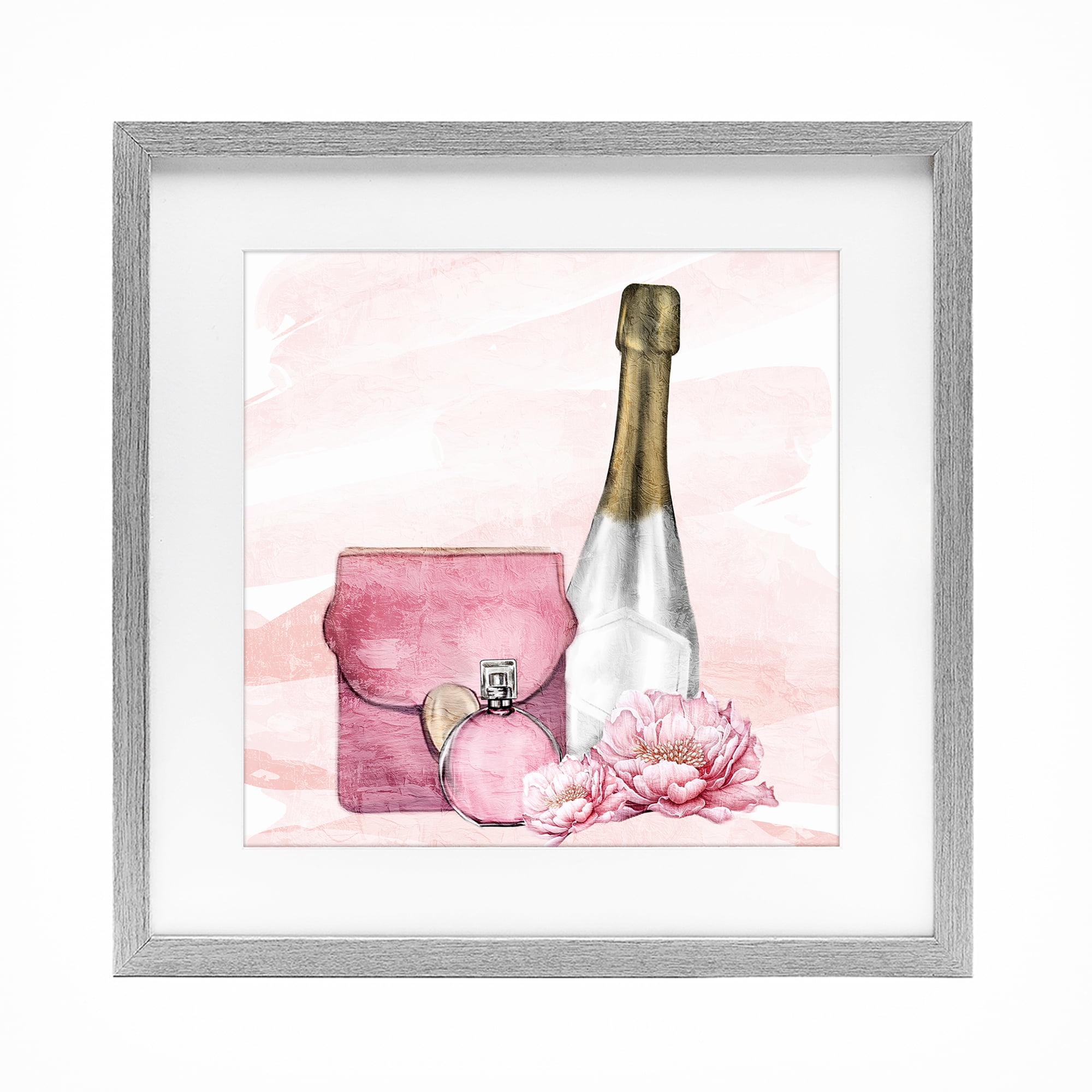 Stupell Industries Glam Time Champagne Gray Framed Print Under Glass, design by Kim Allen