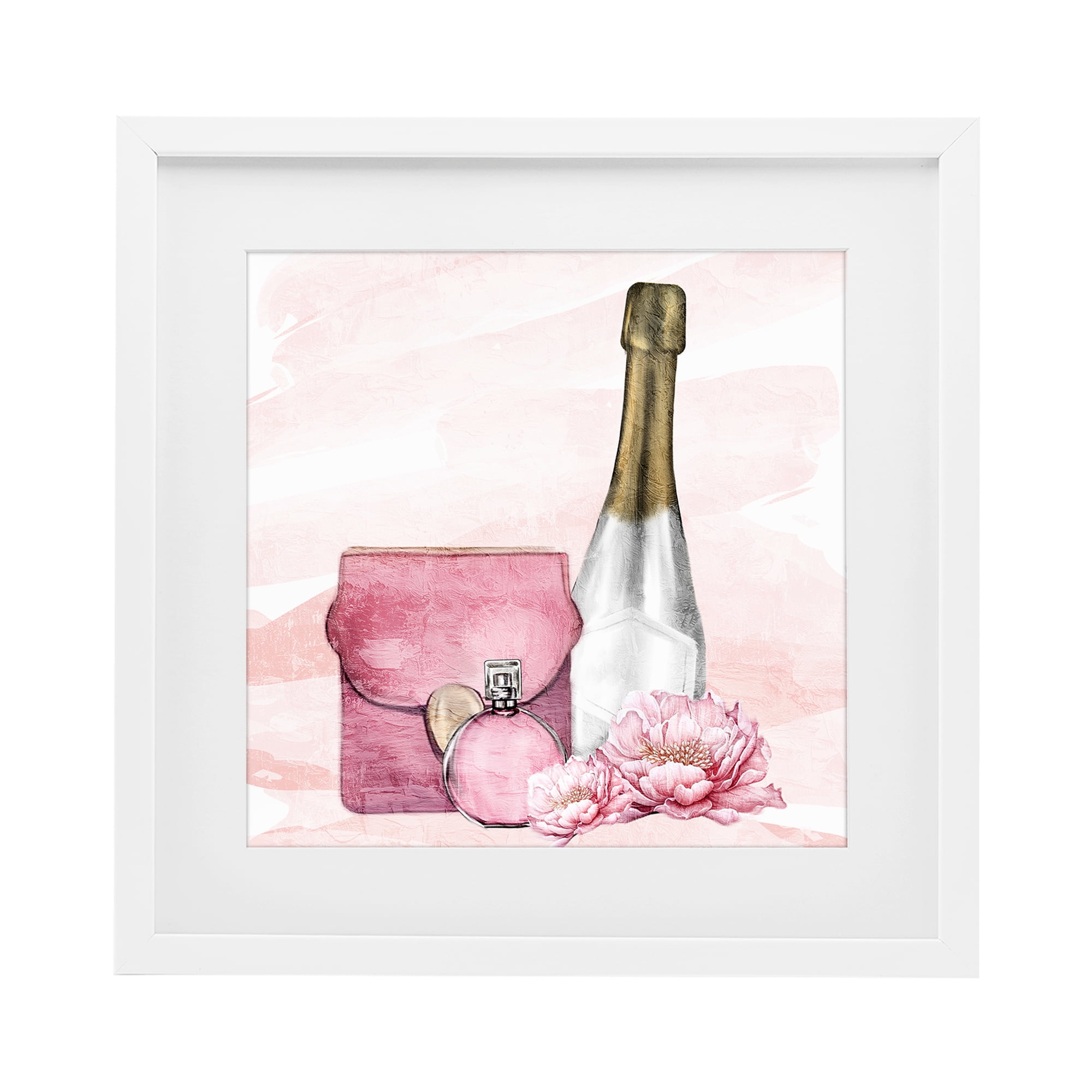 Stupell Industries Glam Time Champagne White Framed Print Under Glass, design by Kim Allen