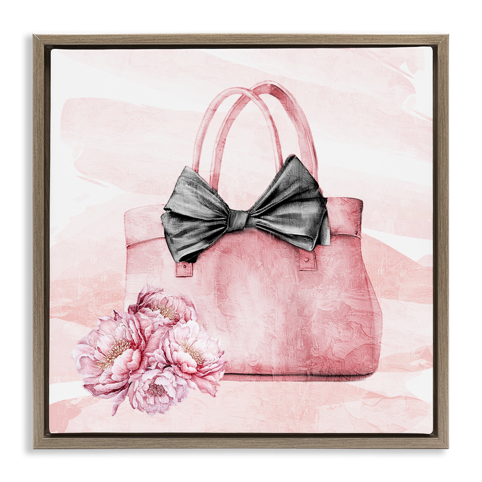 Stupell Industries Glam Time Handbag Brown Framed Floater Canvas Wall Art, design by Kim Allen