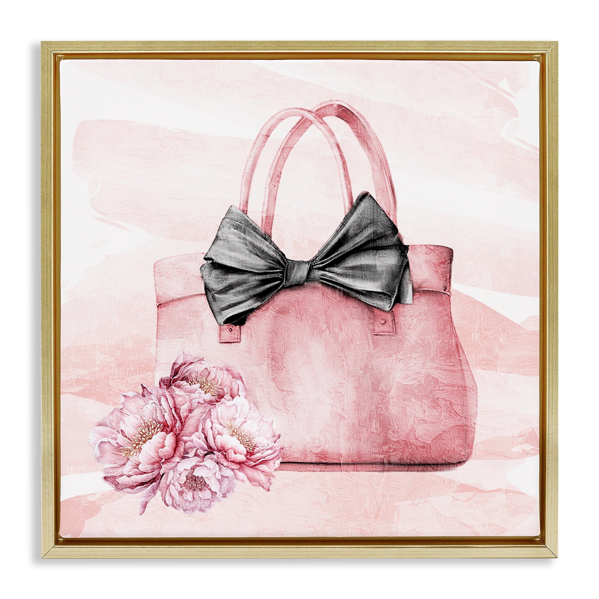 Stupell Industries Glam Time Handbag Gold Framed Floater Canvas Wall Art, design by Kim Allen