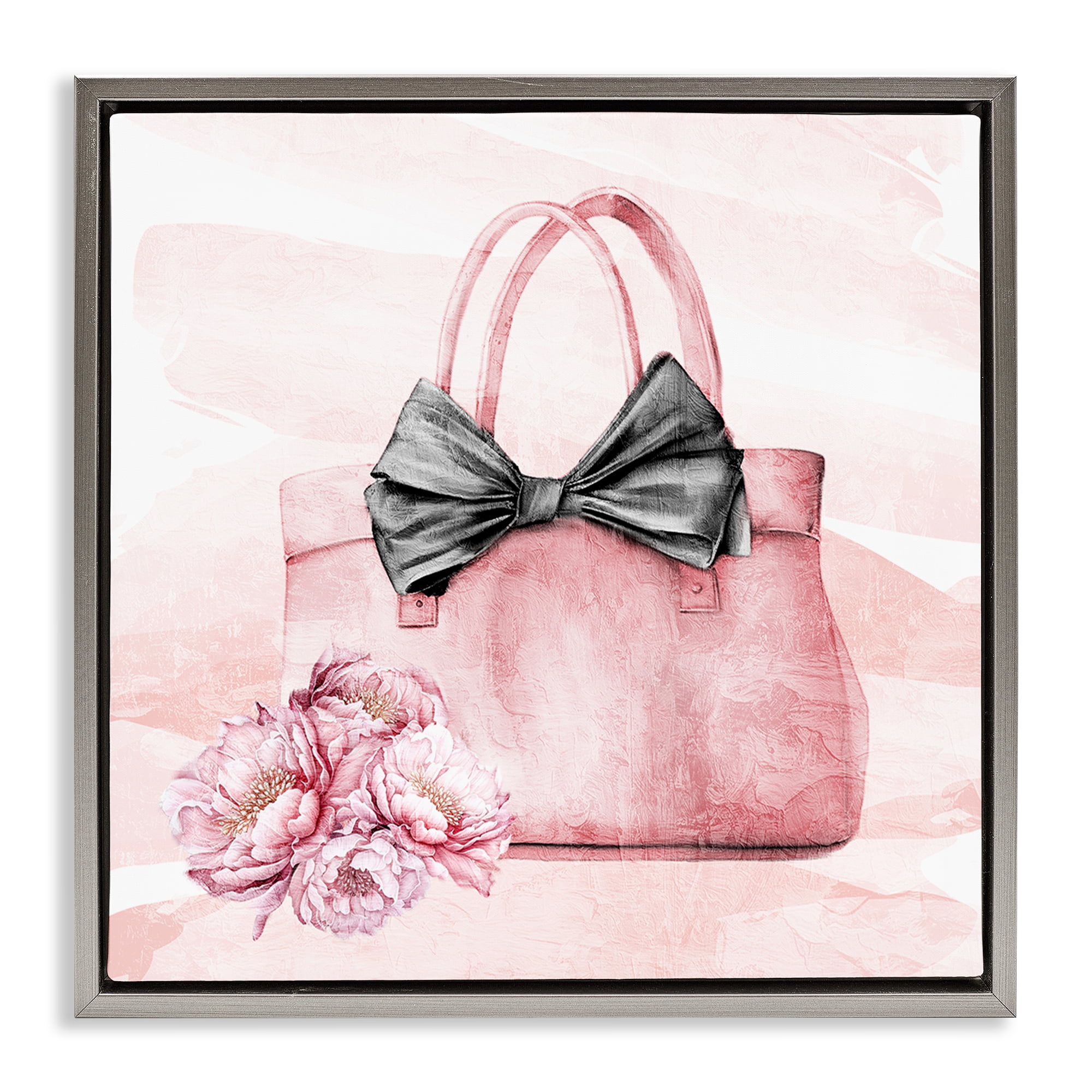 Stupell Industries Glam Time Handbag Gray Framed Floater Canvas Wall Art, design by Kim Allen