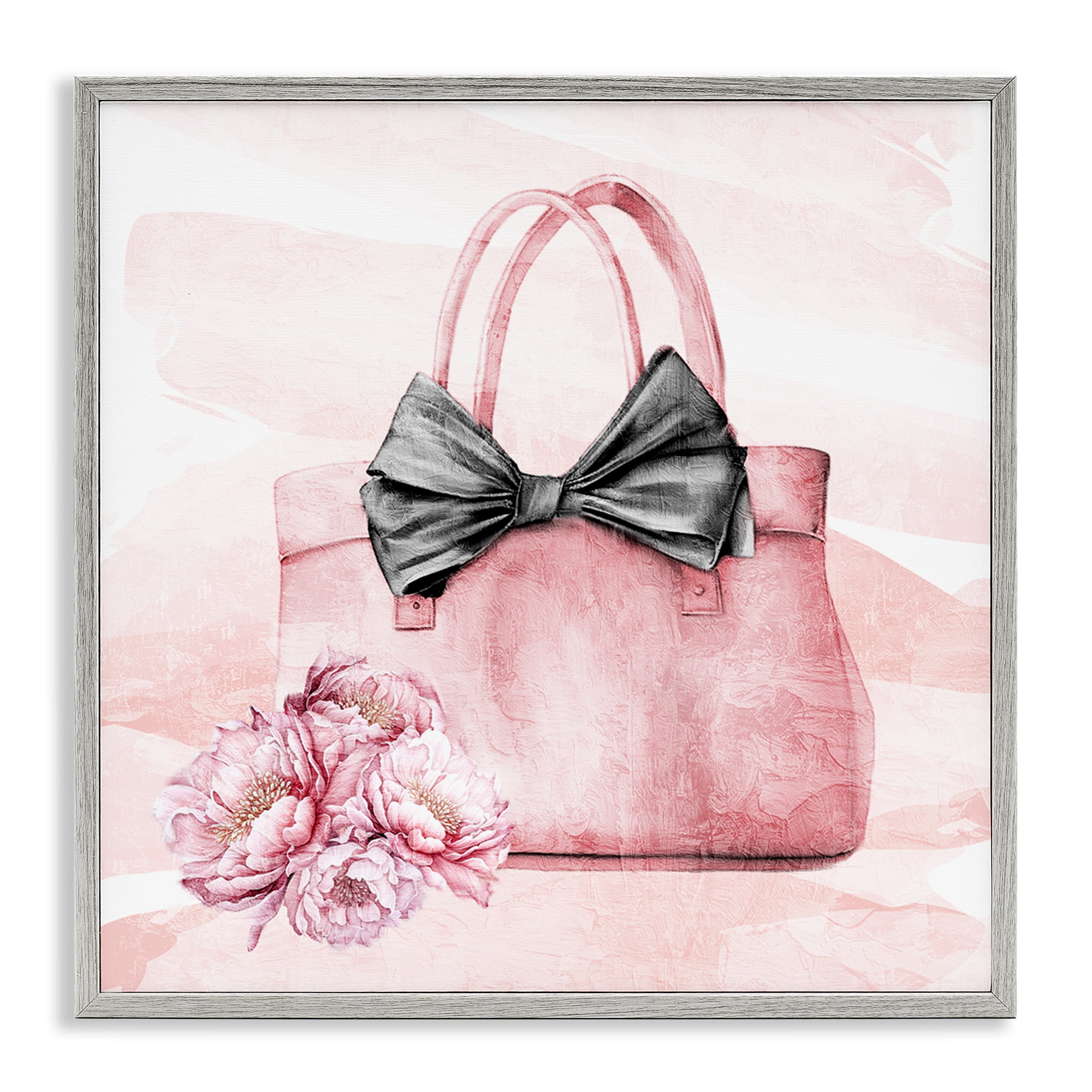 Stupell Industries Glam Time Handbag Gray Framed Giclee Art, design by Kim Allen