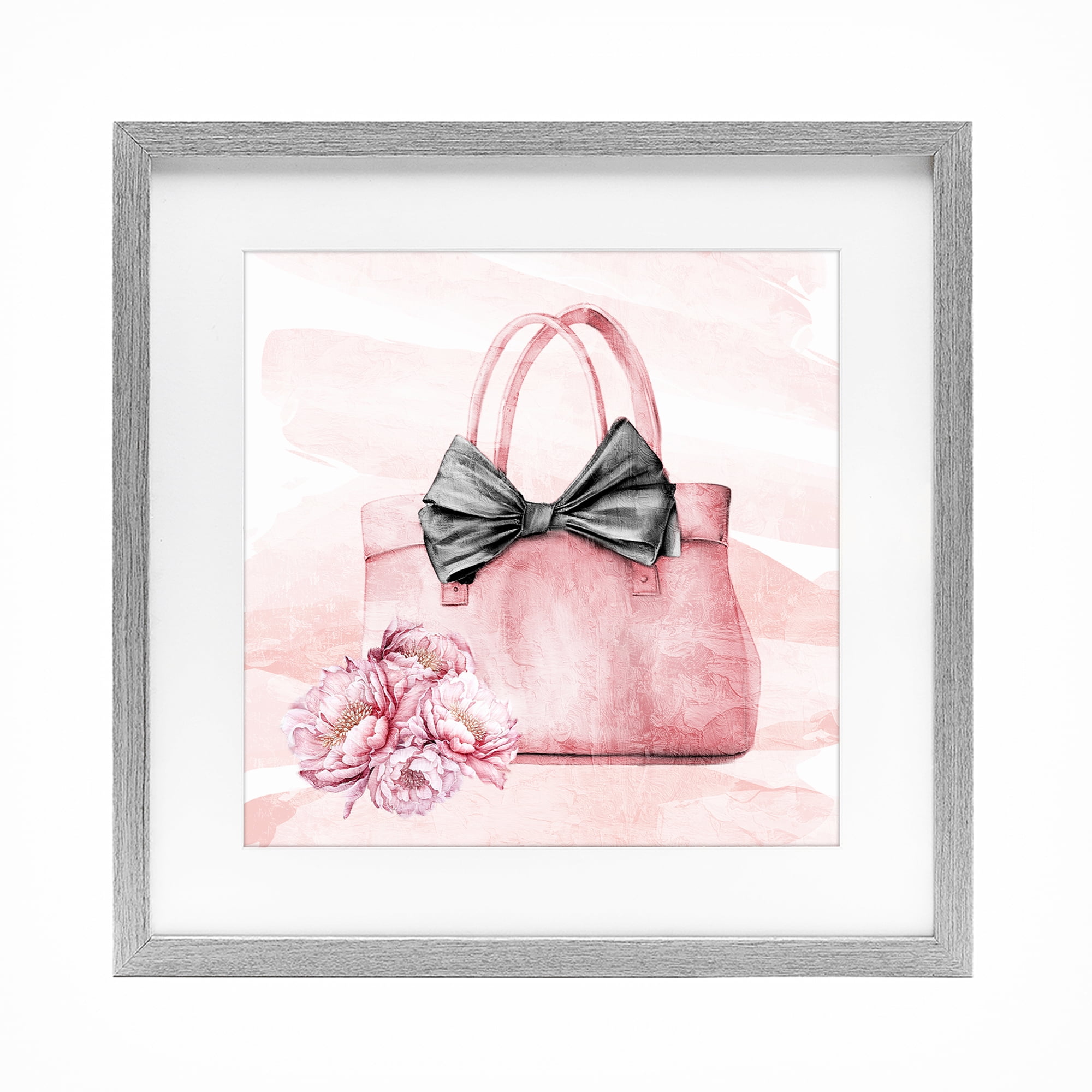Stupell Industries Glam Time Handbag Gray Framed Print Under Glass, design by Kim Allen