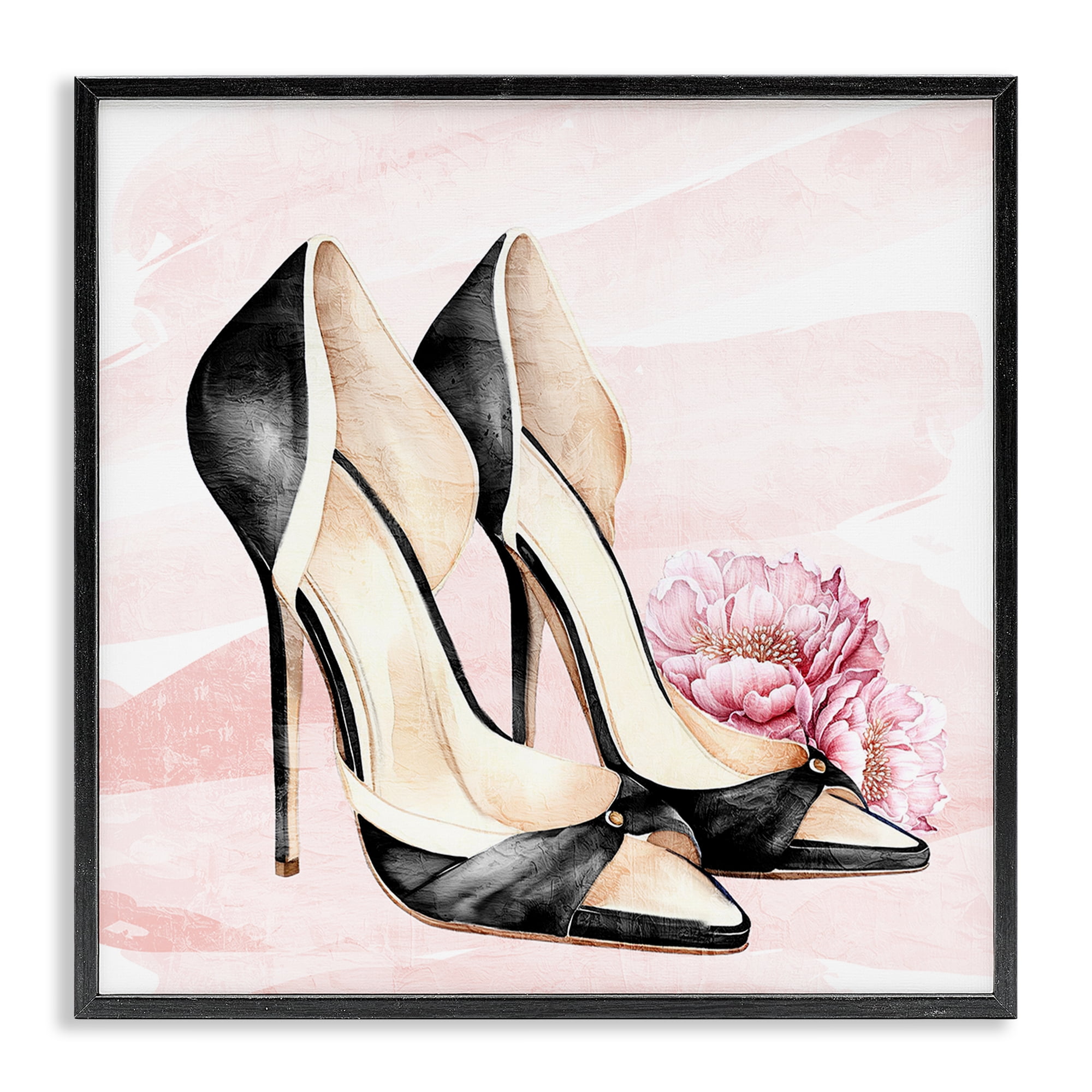 Stupell Industries Glam Time Heels Black Framed Giclee Art, design by Kim Allen